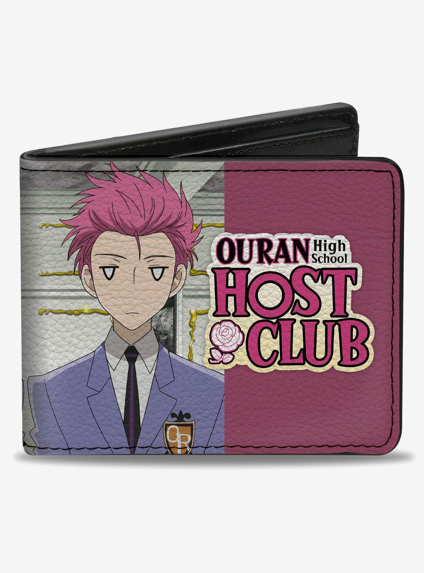 Ouran High School Host Club Hitachiin Twins Split and Logo Blue Pink Bifold Wallet, , hi-res