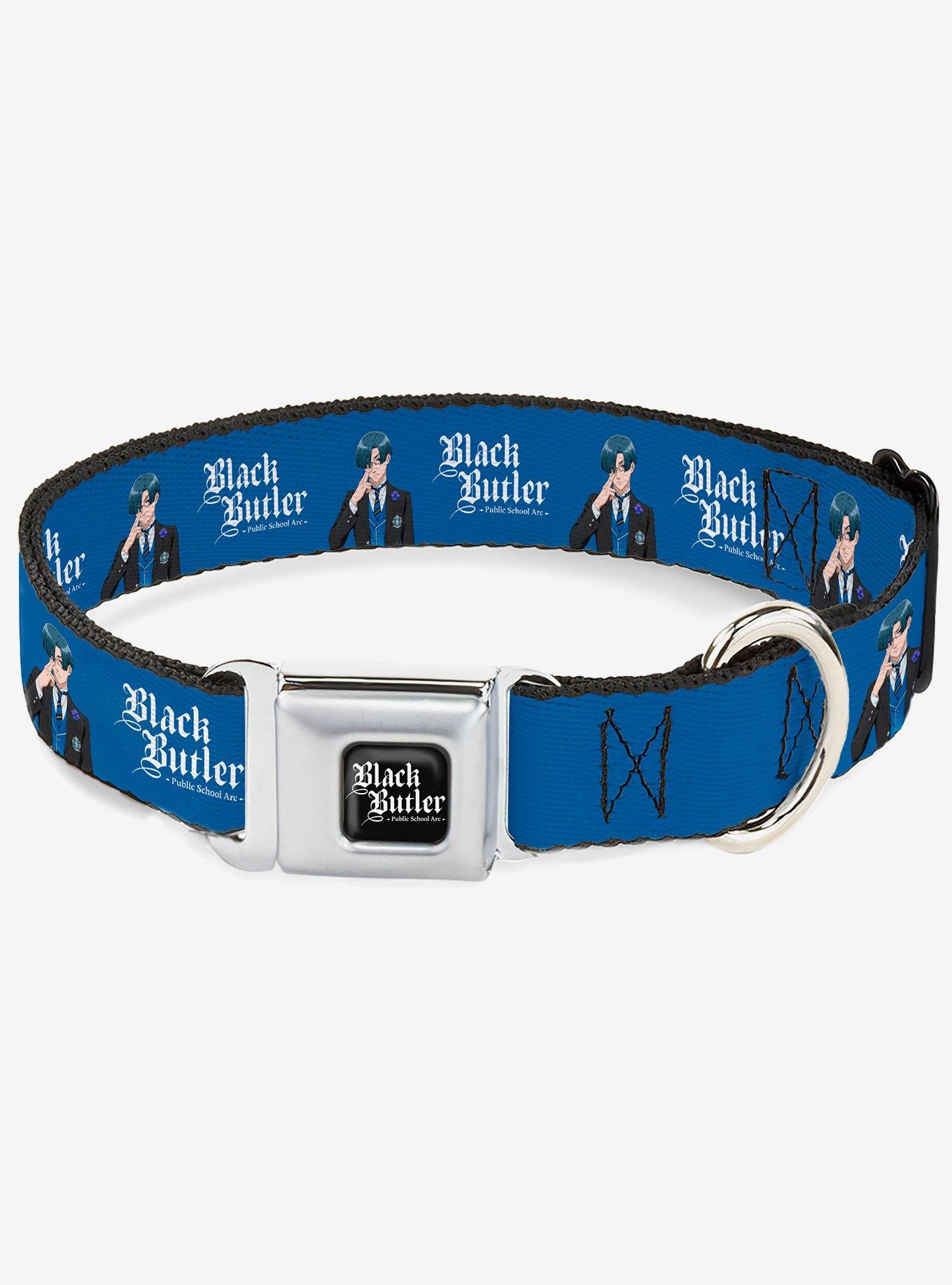 Black Butler Lawrence Bluewer Pose and Title Blue Seatbelt Buckle Dog Collar, , hi-res