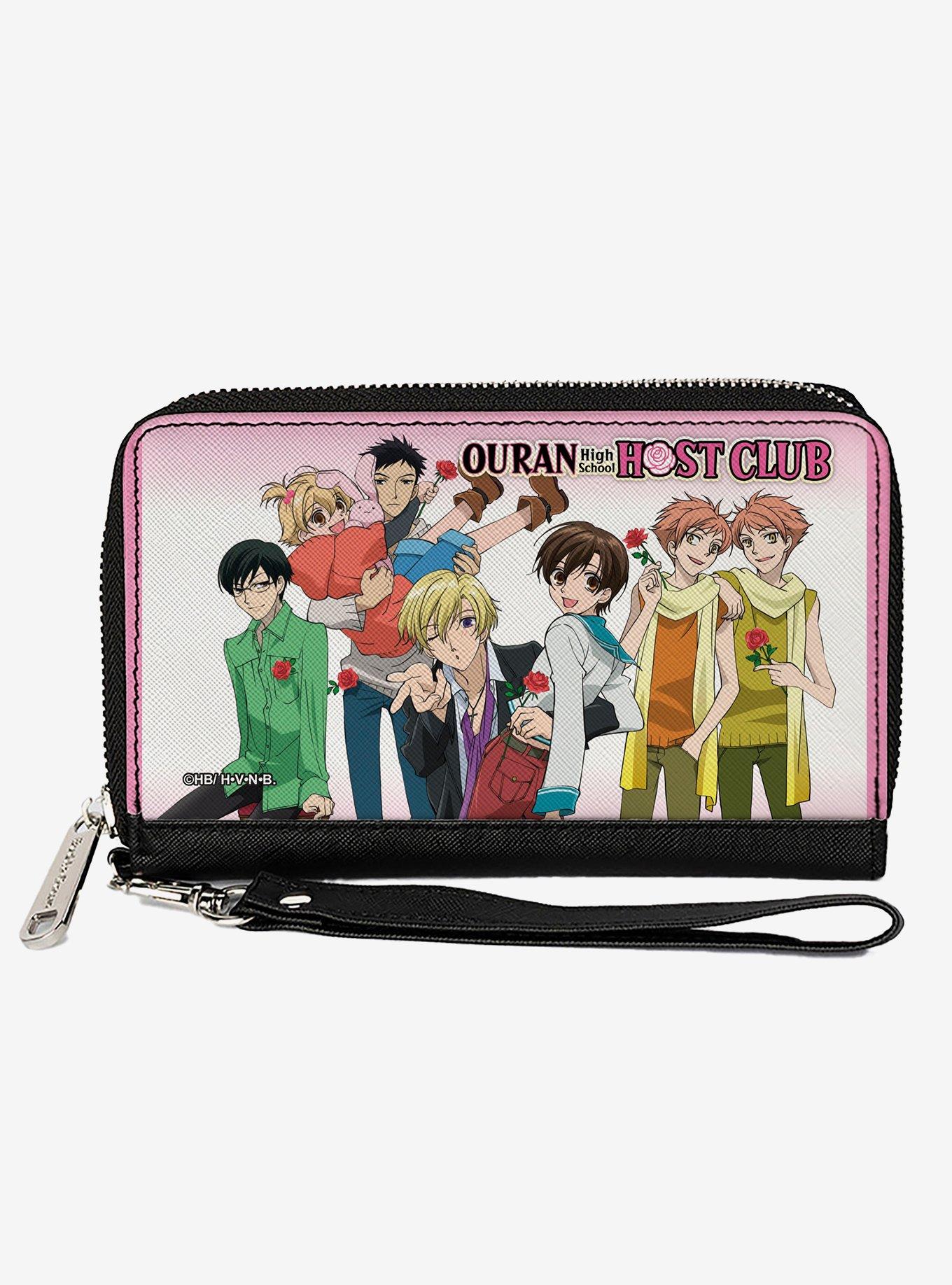 Ouran High School Host Club Casual Dress with Roses Group Pose White Zip Around Wallet, , hi-res
