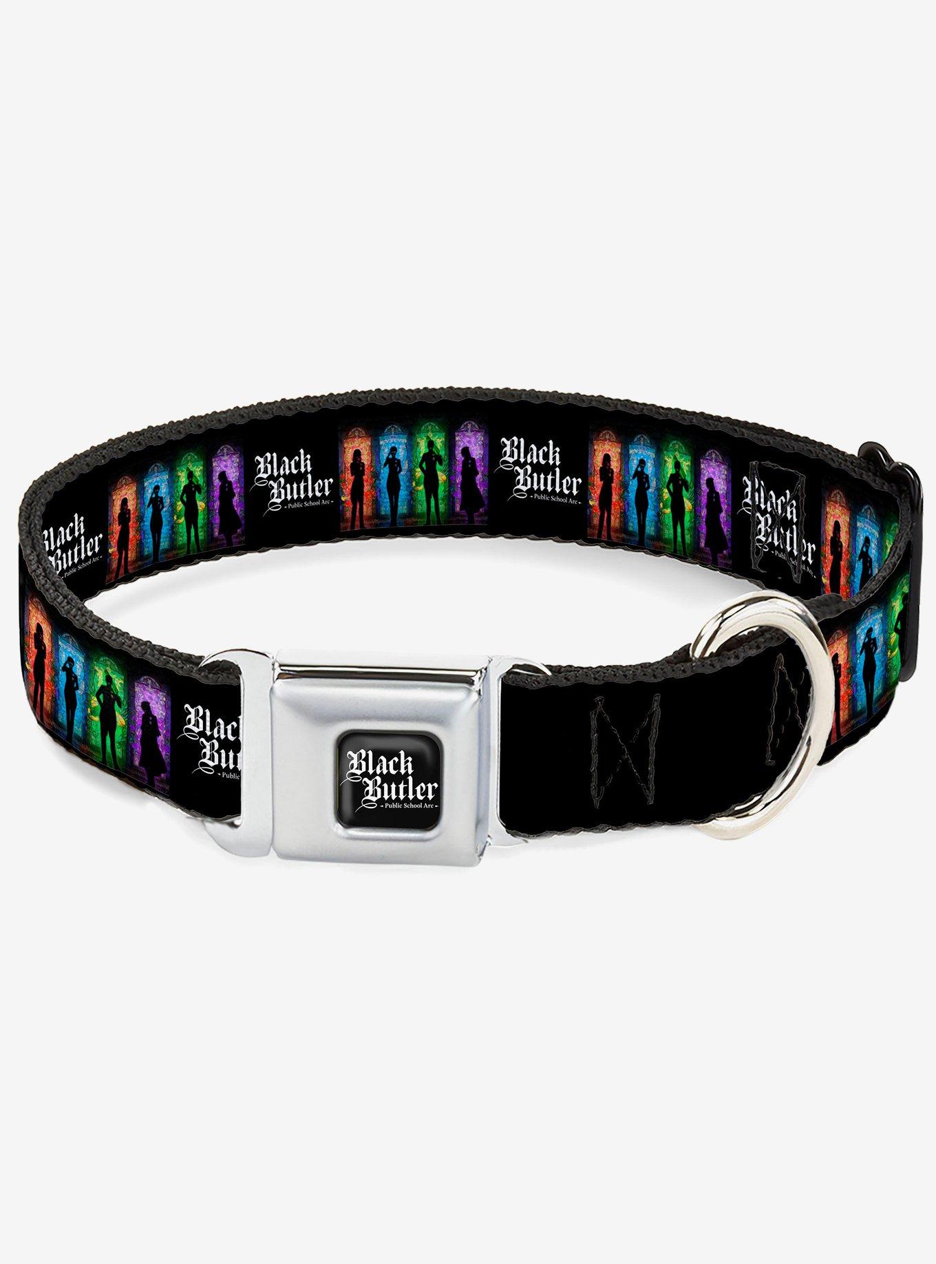 Black Butler House Heads Silhouettes and Logo Multi Seatbelt Buckle Dog Collar, , hi-res