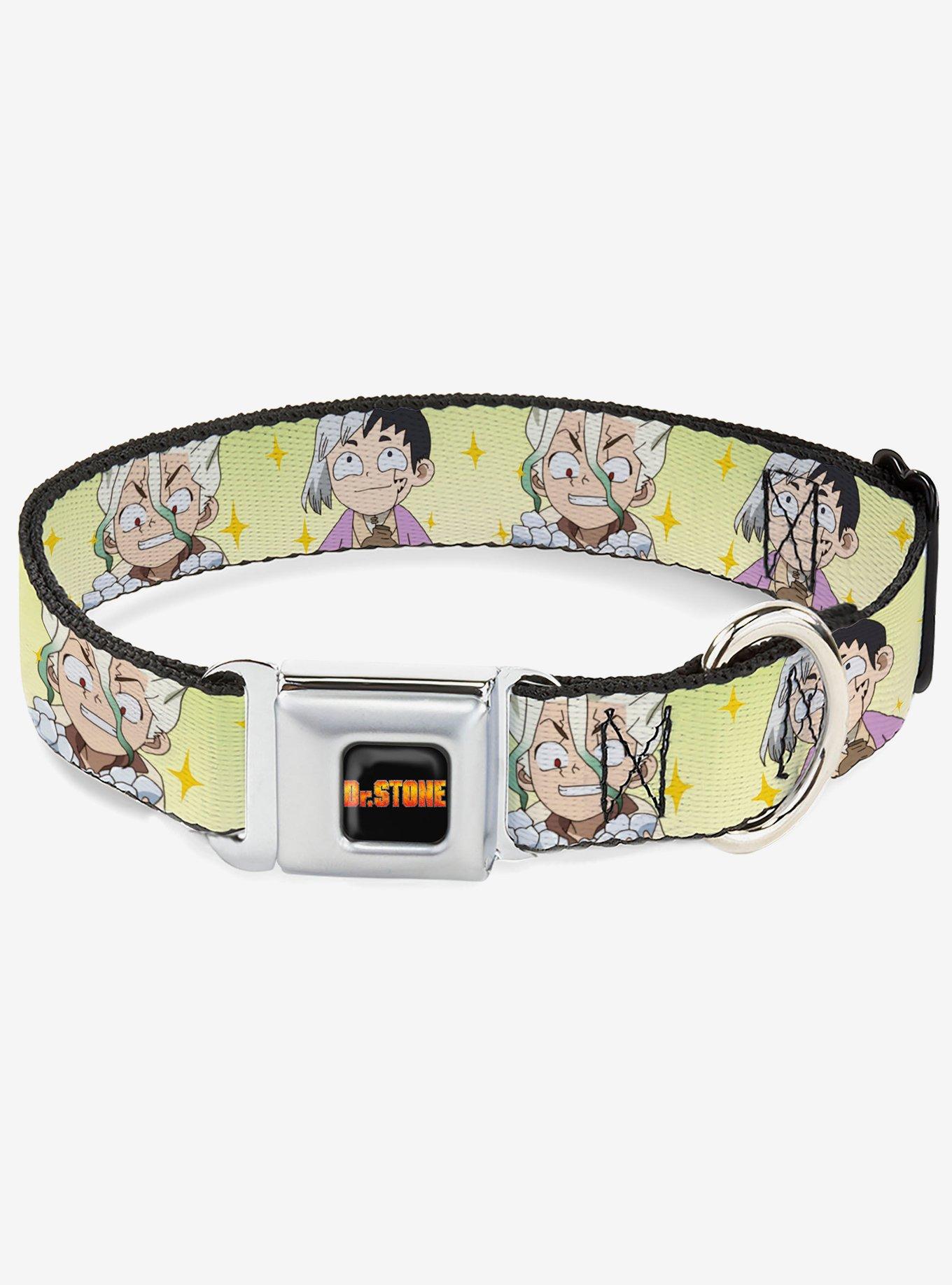 Dr. Stone Chibi Senku and Gen Faces Stars Seatbelt Buckle Dog Collar, , hi-res