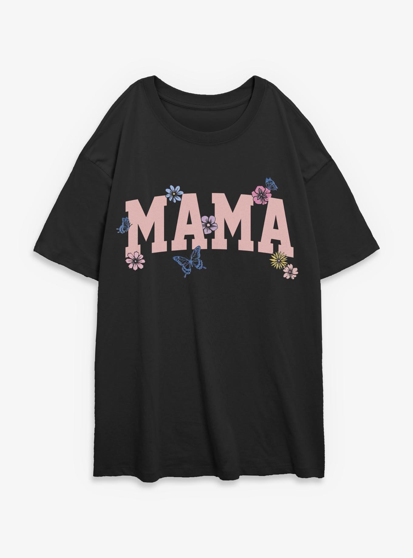 Mama Butterfly and Flowers Girls Oversized T-Shirt, , hi-res