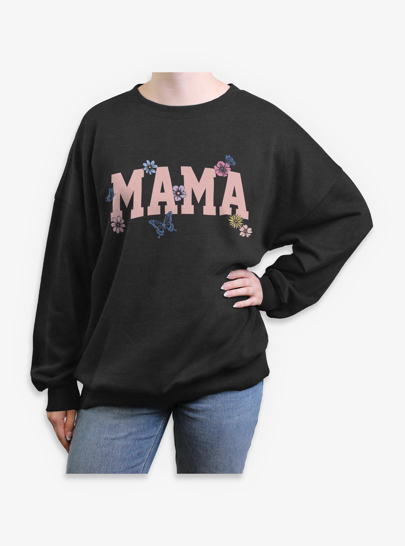 Mama Butterfly and Flowers Girls Oversized Sweatshirt, , hi-res