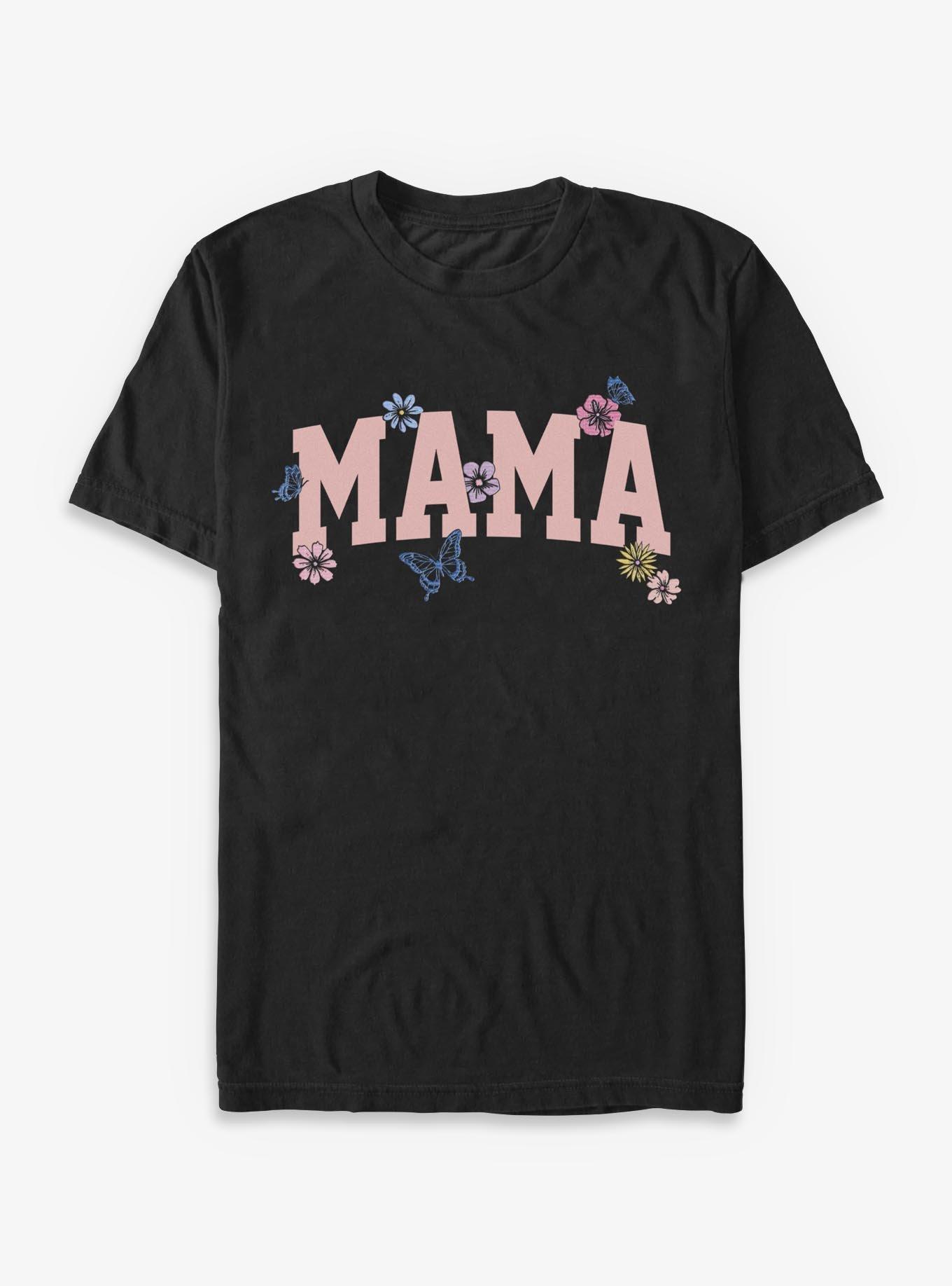 Mama Butterfly and Flowers T-Shirt, , hi-res
