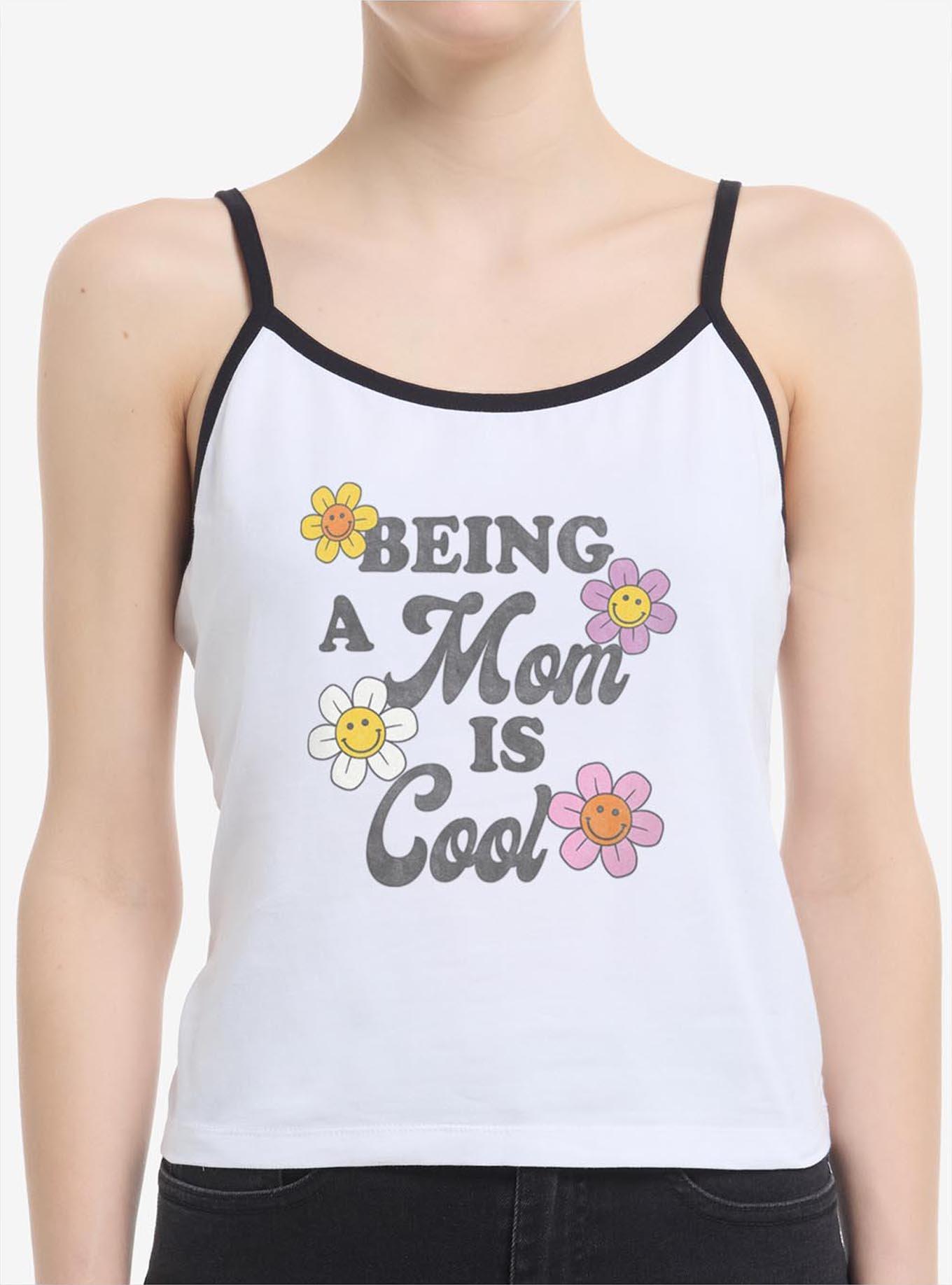 Being A Mom Is Cool Smiley Flowers Girls Cami, , hi-res