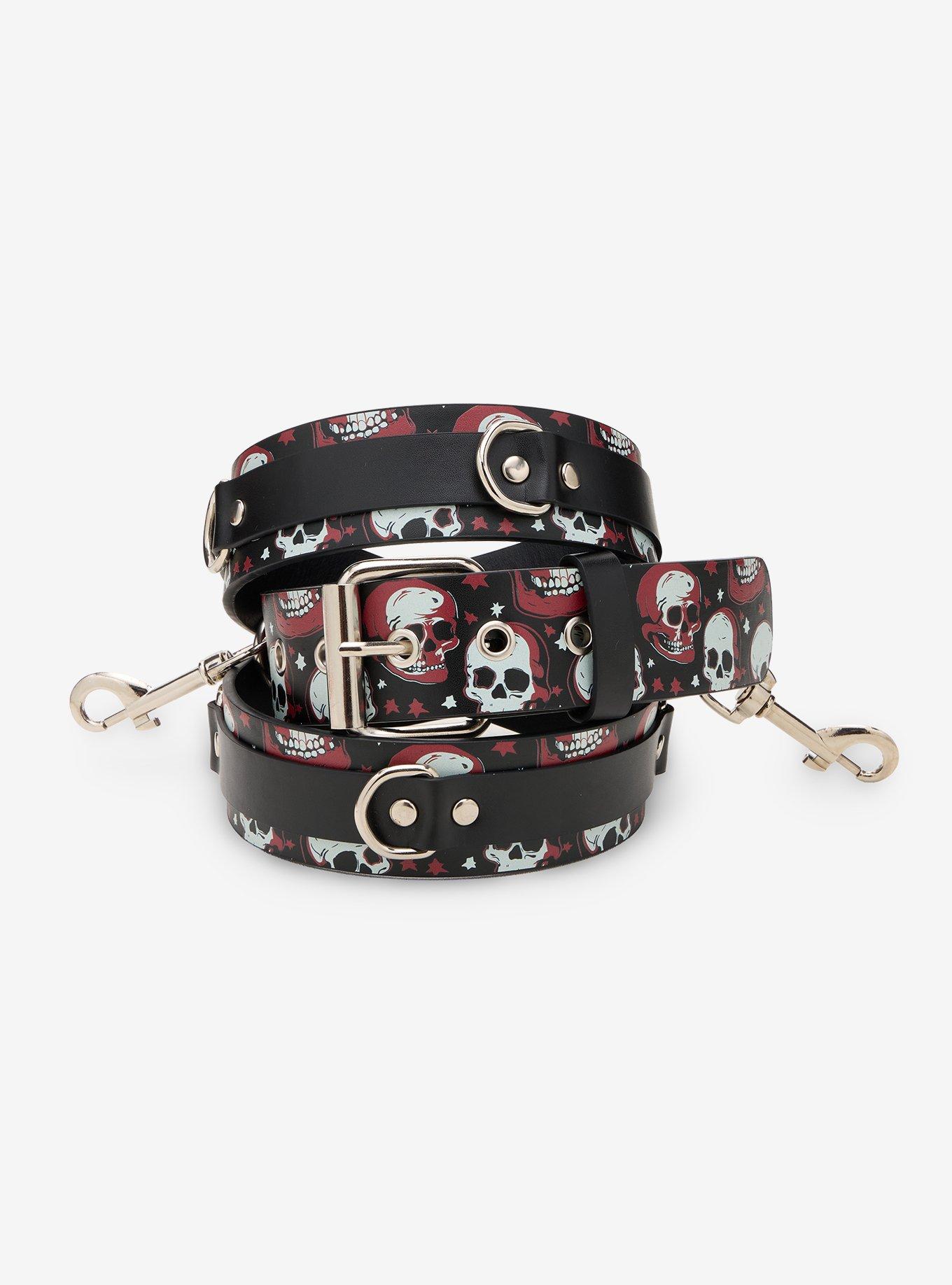 Red & Black Skull D-Ring Belt