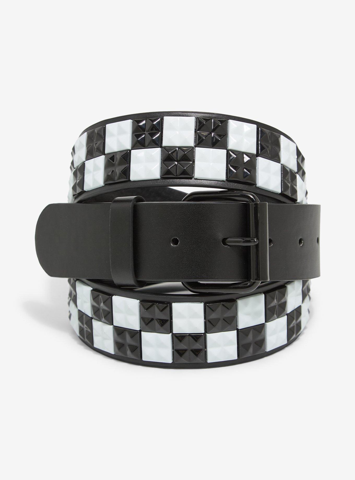 Black & White Checkered Pyramid Stud Belt
