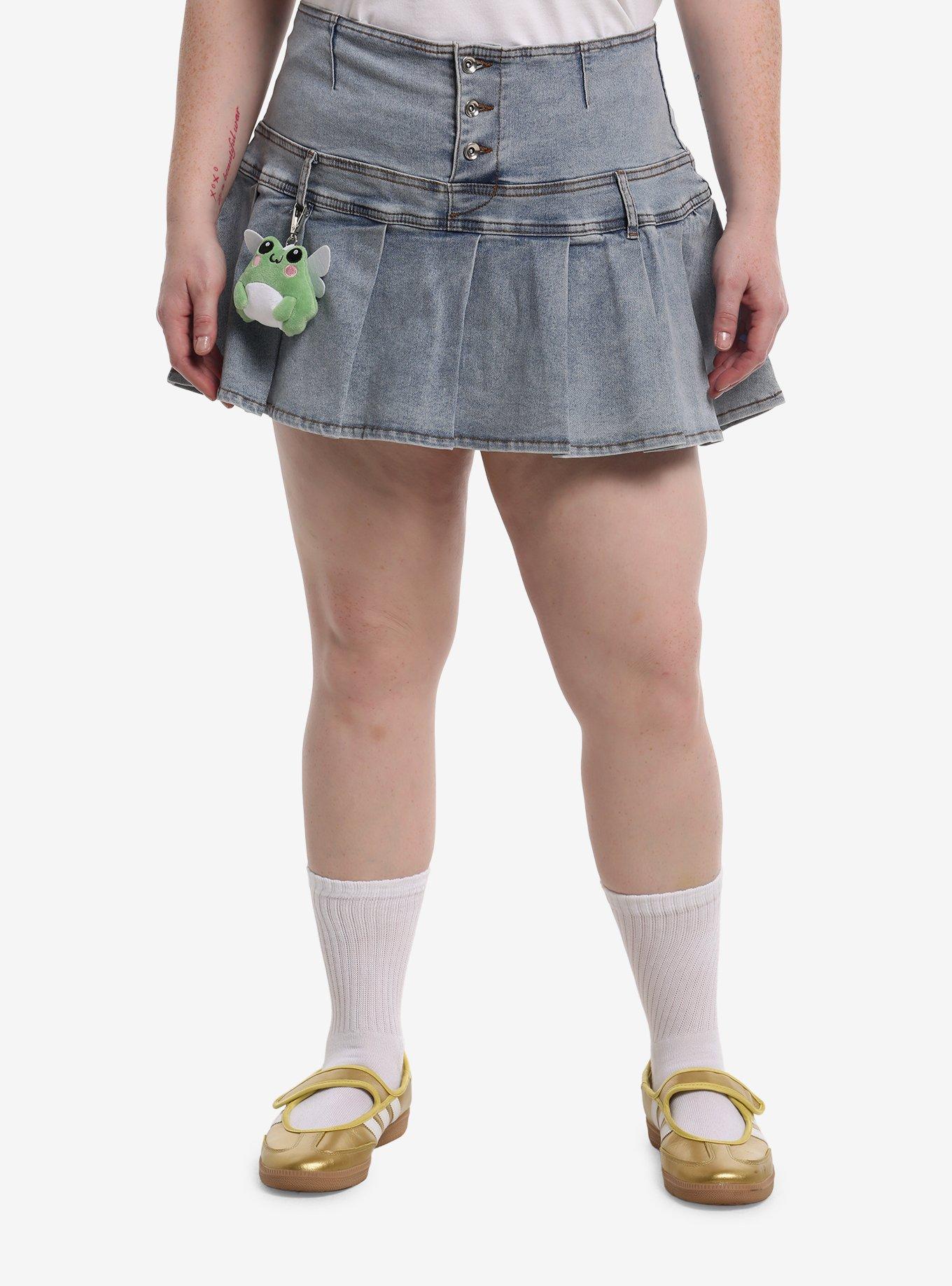 Thorn & Fable Pleated Mini Skort Plus Size With Fairy Frog Plush Charm, , hi-res