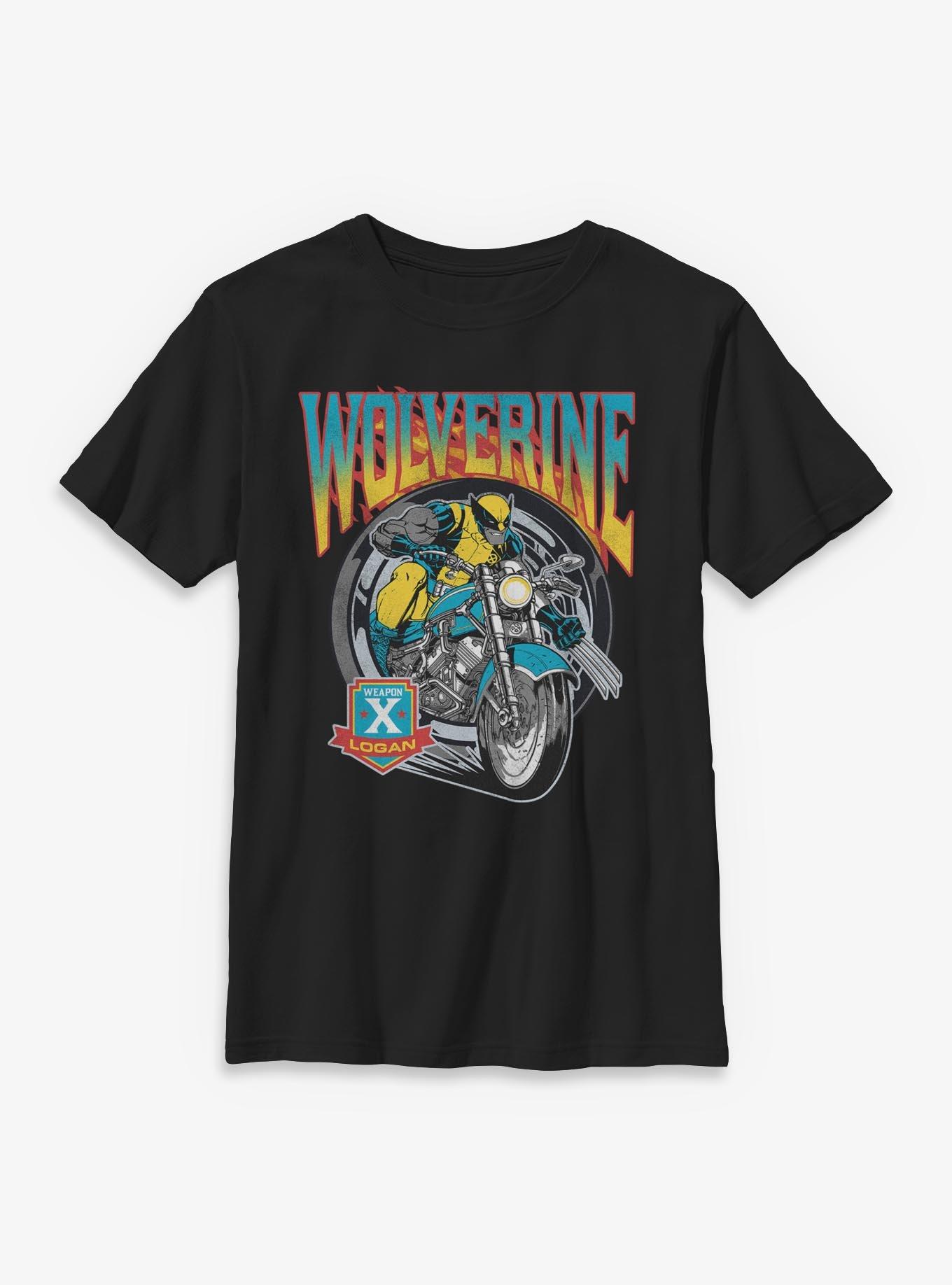 Marvel X-Men '97 Wolverine Motorcycle Flames And Wheels Youth T-Shirt BoxLunch Exclusive, , hi-res