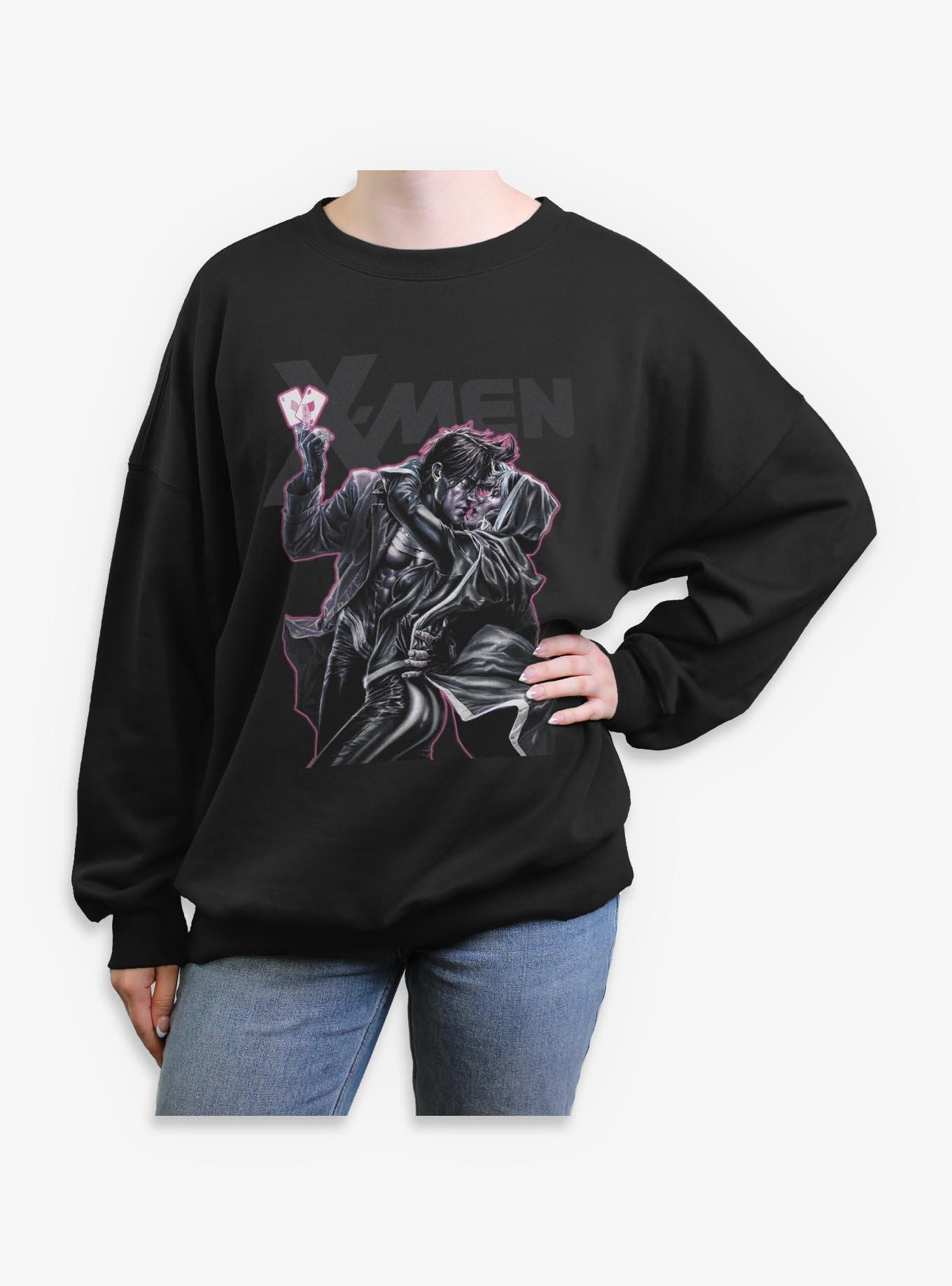 Marvel X-Men '97 Gambit Rogue Kiss Womens Oversized Sweatshirt BoxLunch Exclusive, , hi-res