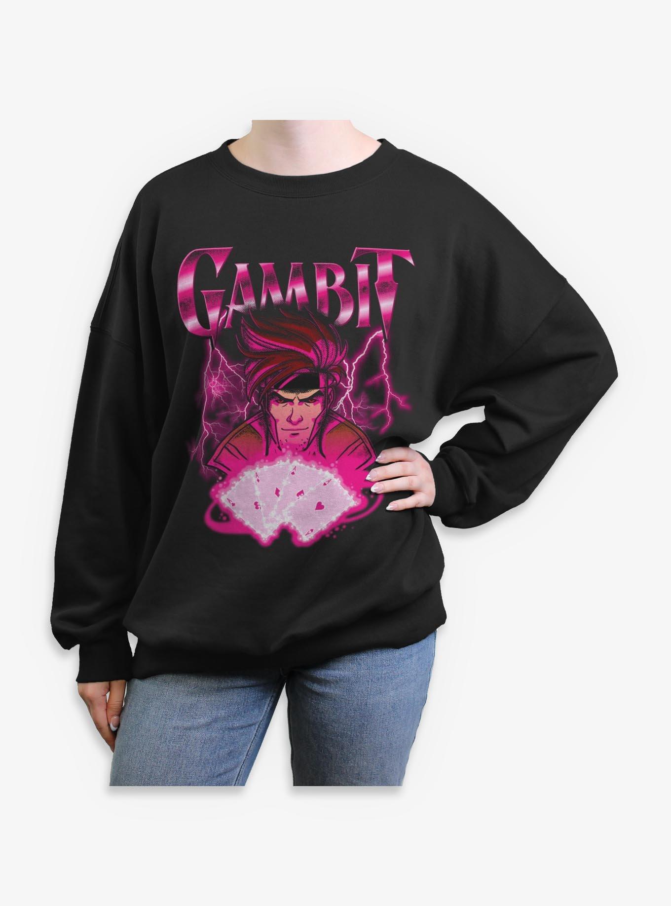Marvel X-Men '97 Gambit Card Womens Oversized Sweatshirt BoxLunch Exclusive, , hi-res