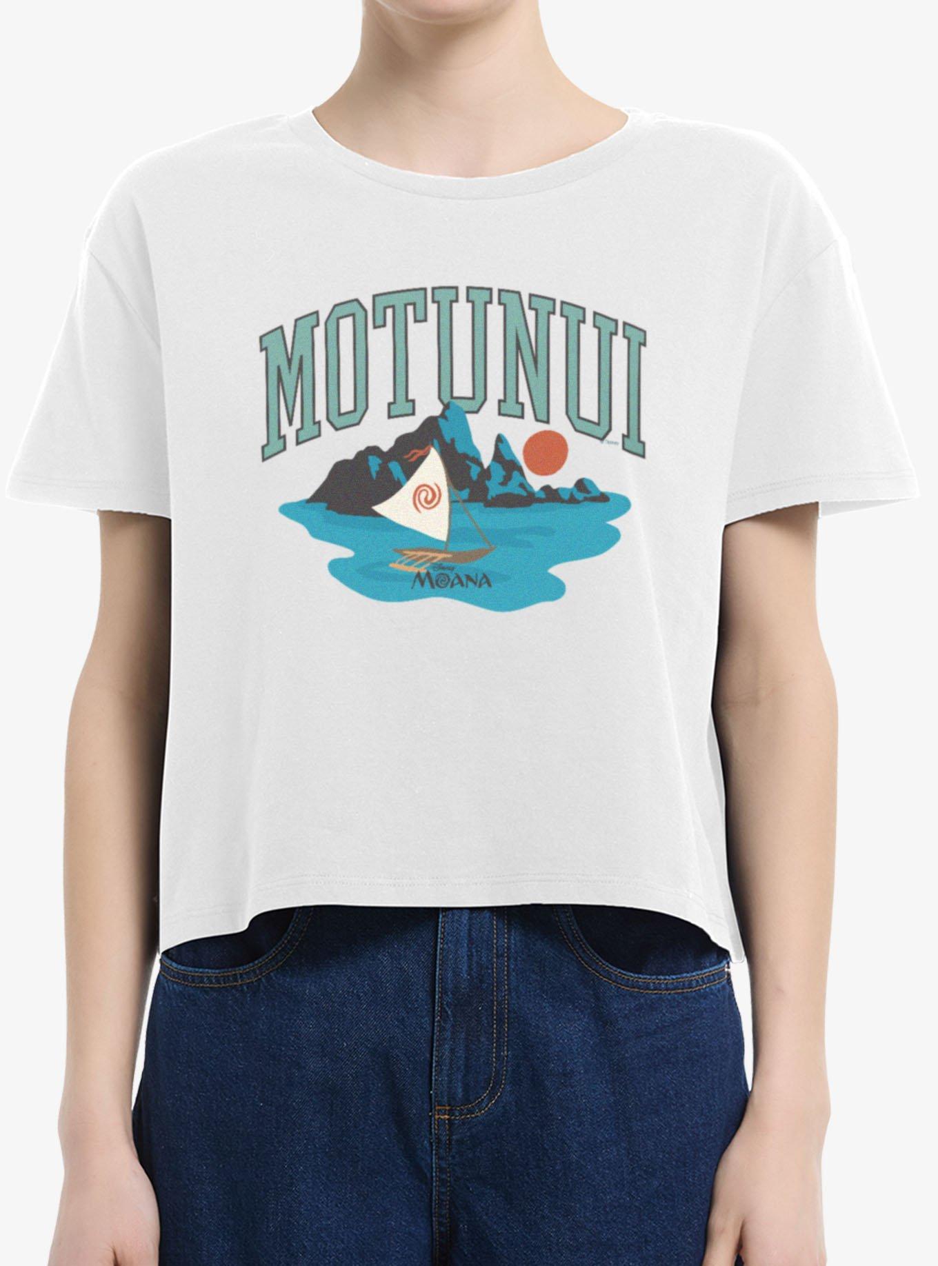Disney Moana Motunui Collegiate Boat Girls Boxy T-Shirt Hot Topic Exclusive, , hi-res