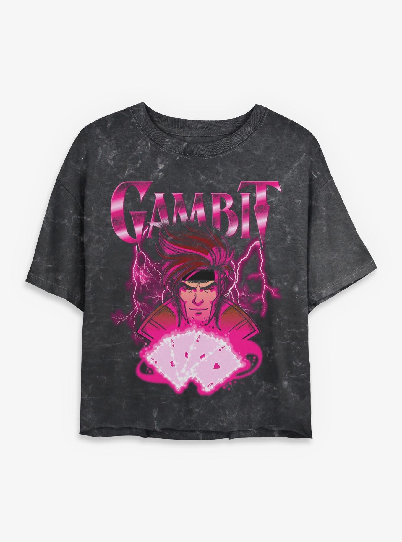Marvel X-Men '97 Gambit Card Womens Mineral Wash Crop T-Shirt BoxLunch Exclusive, , hi-res