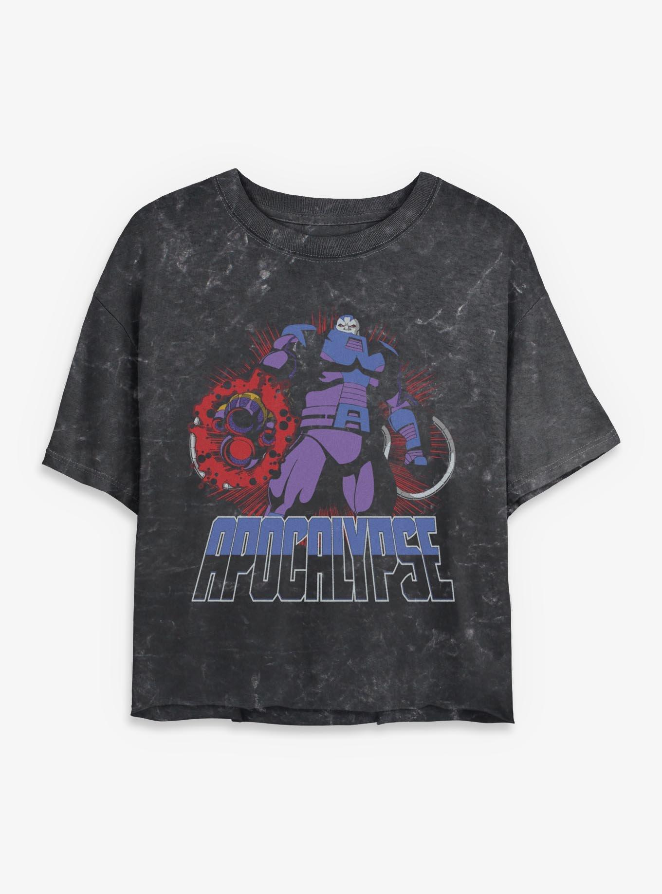 Marvel X-Men '97 Apocalypse Womens Mineral Wash Crop T-Shirt BoxLunch Exclusive, BLACK, hi-res