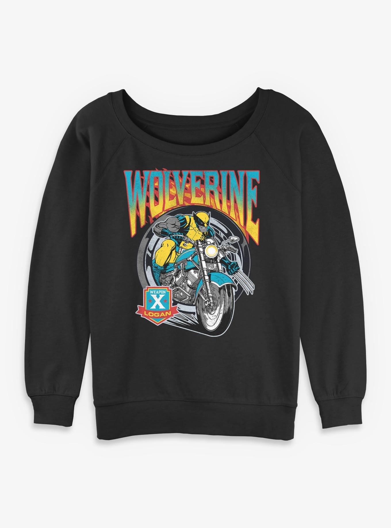 Marvel X-Men '97 Wolverine Motorcycle Flames And Wheels Womens Slouchy Sweatshirt BoxLunch Exclusive, , hi-res