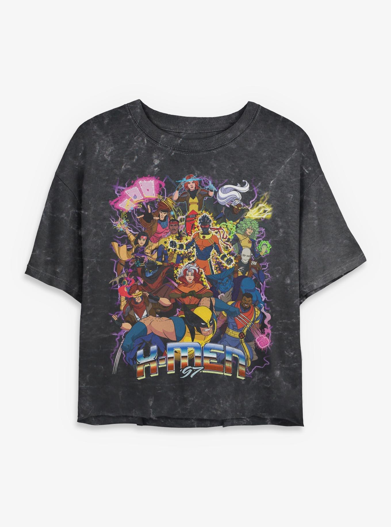 Marvel X-Men '97 Epic Team Womens Mineral Wash Crop T-Shirt BoxLunch Exclusive, , hi-res