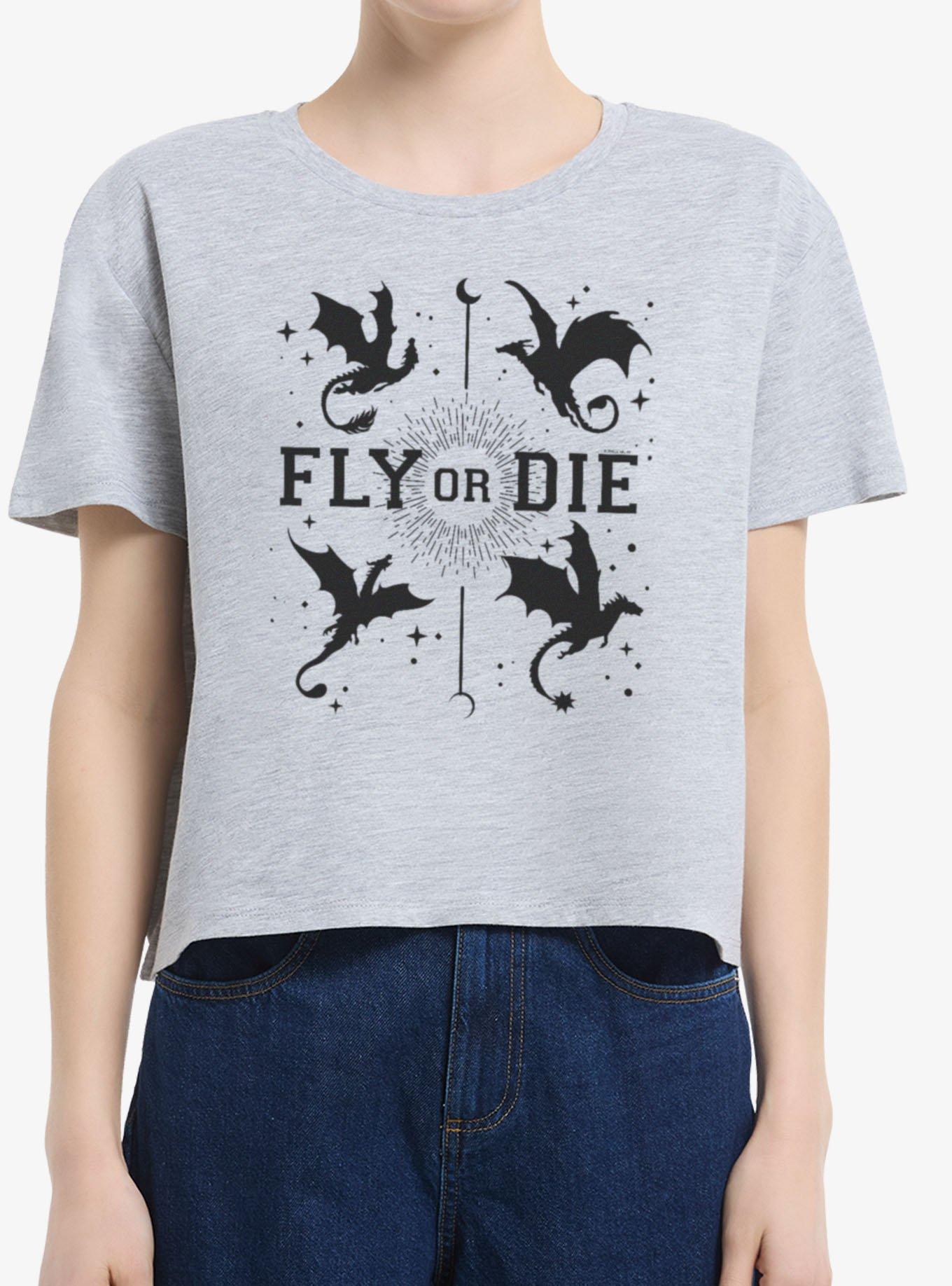 Fourth Wing Dragons Fly Or Die Girls Boxy T-Shirt, , hi-res