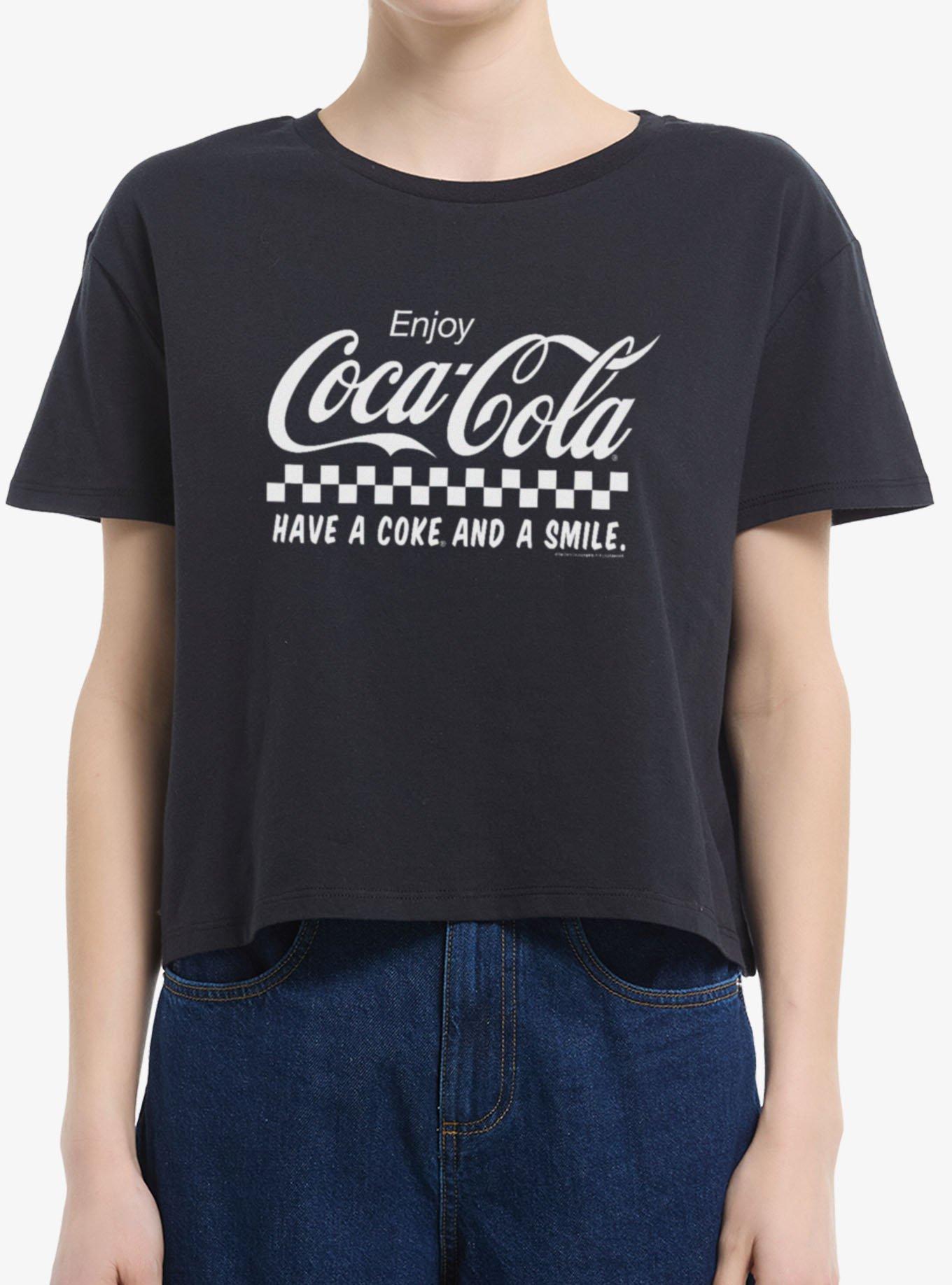 Coca-Cola Checkered Have A Coke Have A Smile Girls Boxy T-Shirt, , hi-res