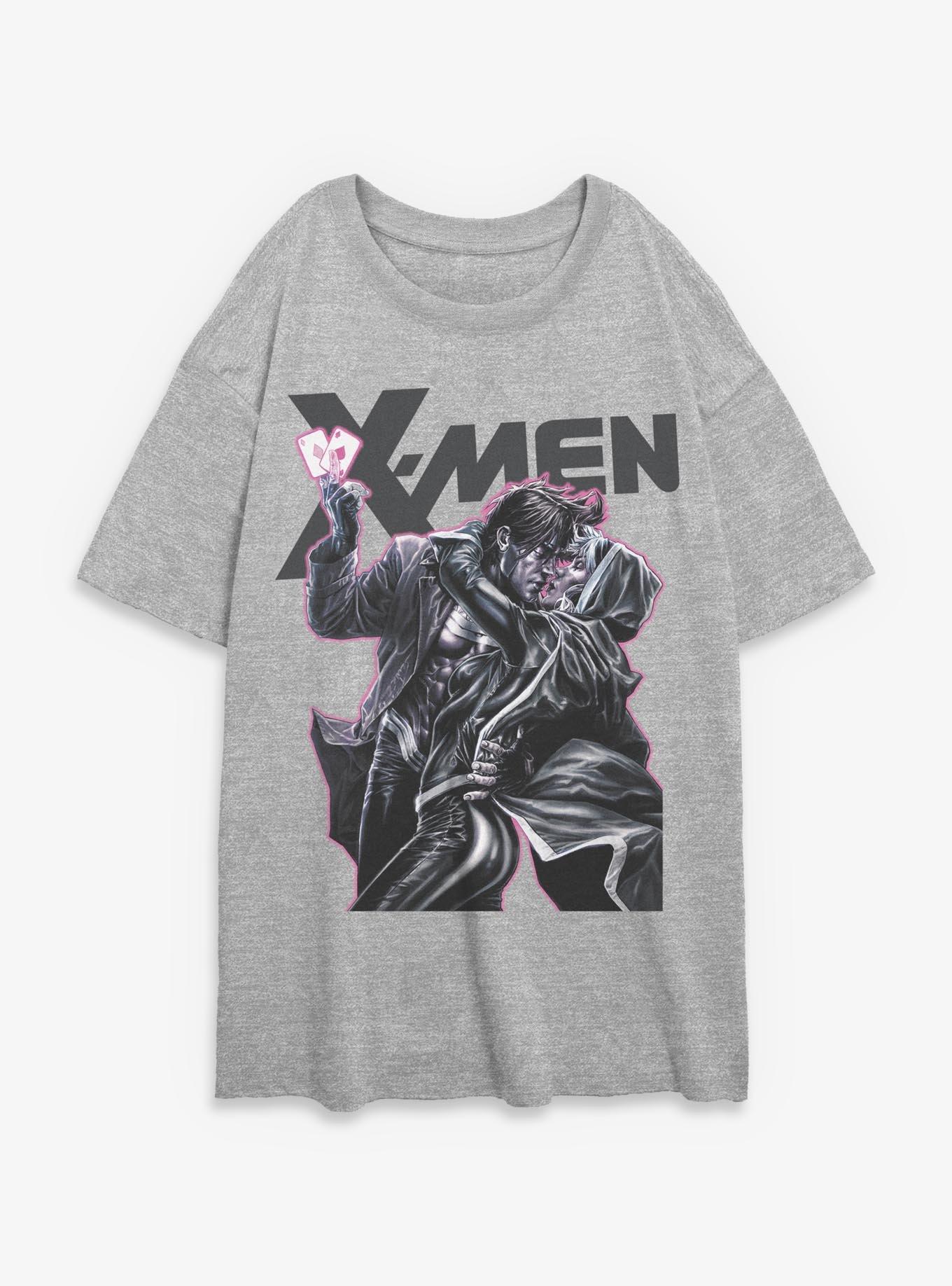 Marvel X-Men Rogue & Gambit Kiss Girls Oversized T-Shirt Hot Topic Exclusive, , hi-res