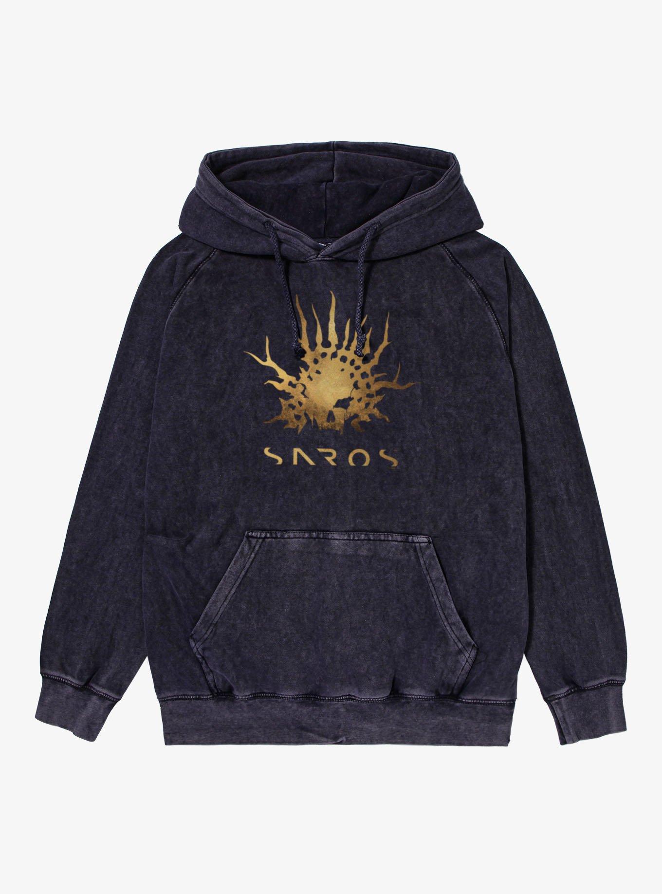 Saros Skull Reaper Crown Rusted Mineral Wash Hoodie, , hi-res