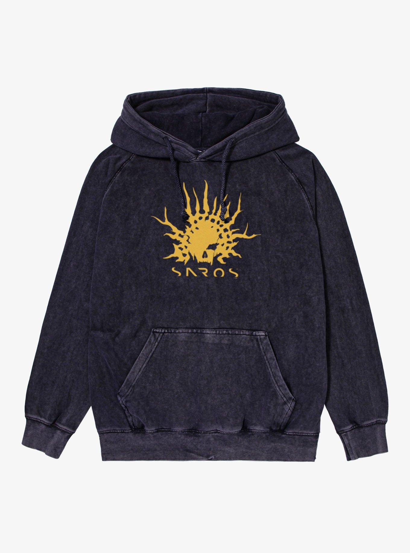 Saros Skull Reaper Crown Mineral Wash Hoodie, , hi-res