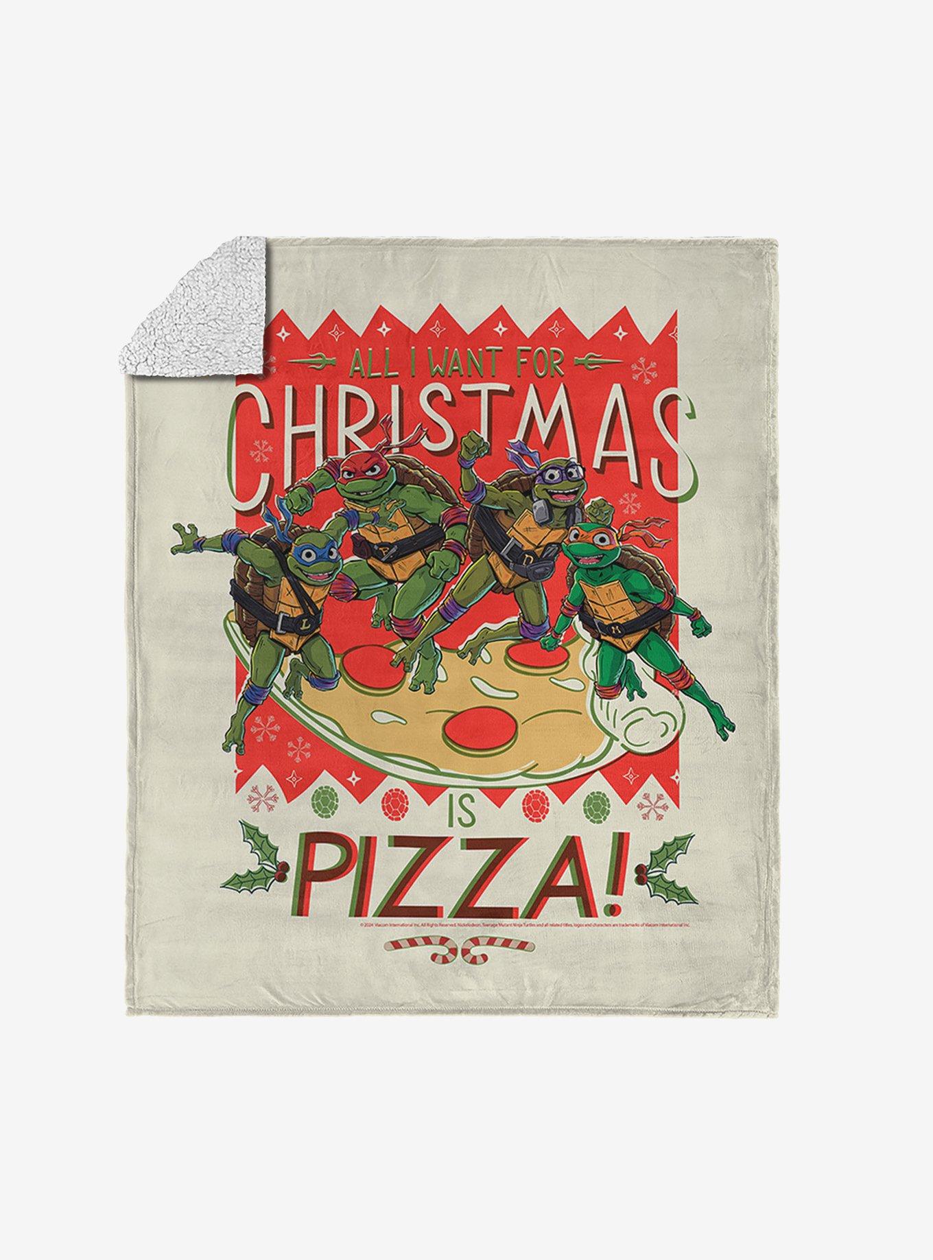 Teenage Mutant Ninja Turtles Pizza For Christmas Silk Touch Sherpa Throw Blanket, , hi-res