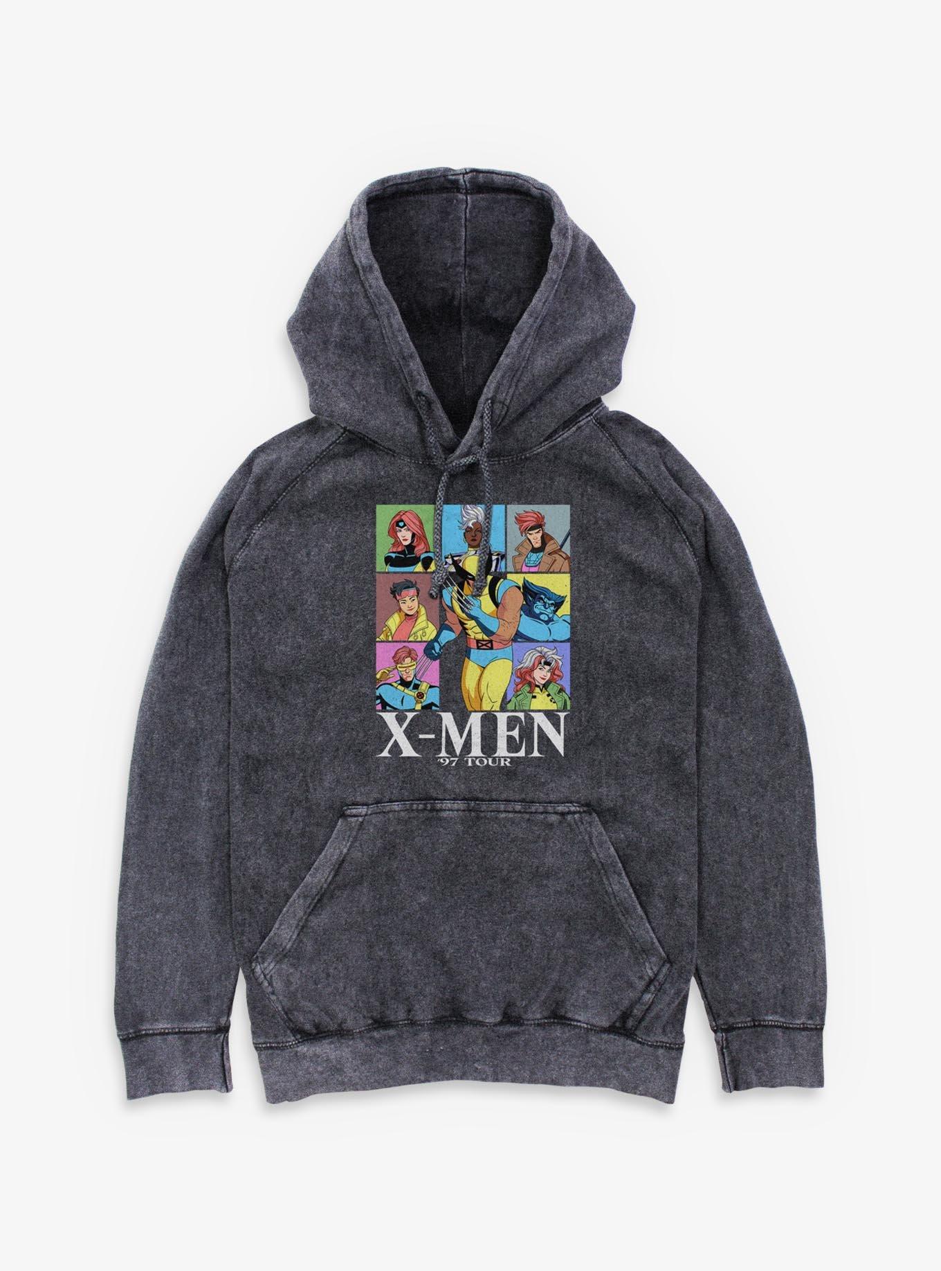 Marvel X-Men '97 Group Tour Mineral Wash Hoodie Hot Topic Exclusive, , hi-res