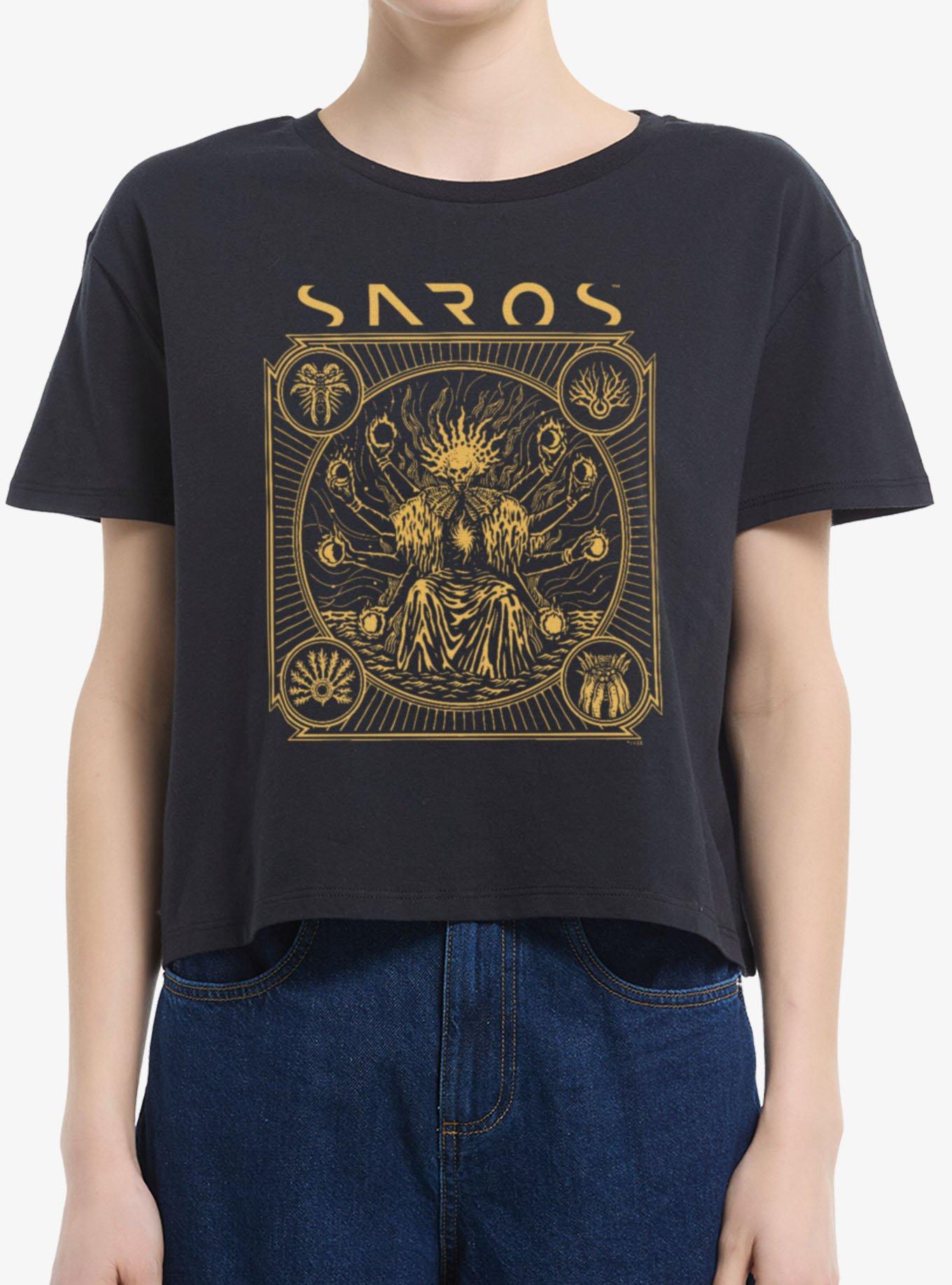 Saros Skull Reaper Tarot Style Girls Boxy Crop T-Shirt, , hi-res