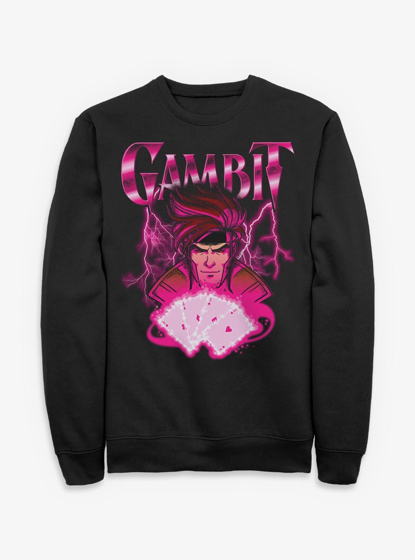 Marvel X-Men '97 Gambit Cards Sweatshirt Hot Topic Exclusive, , hi-res