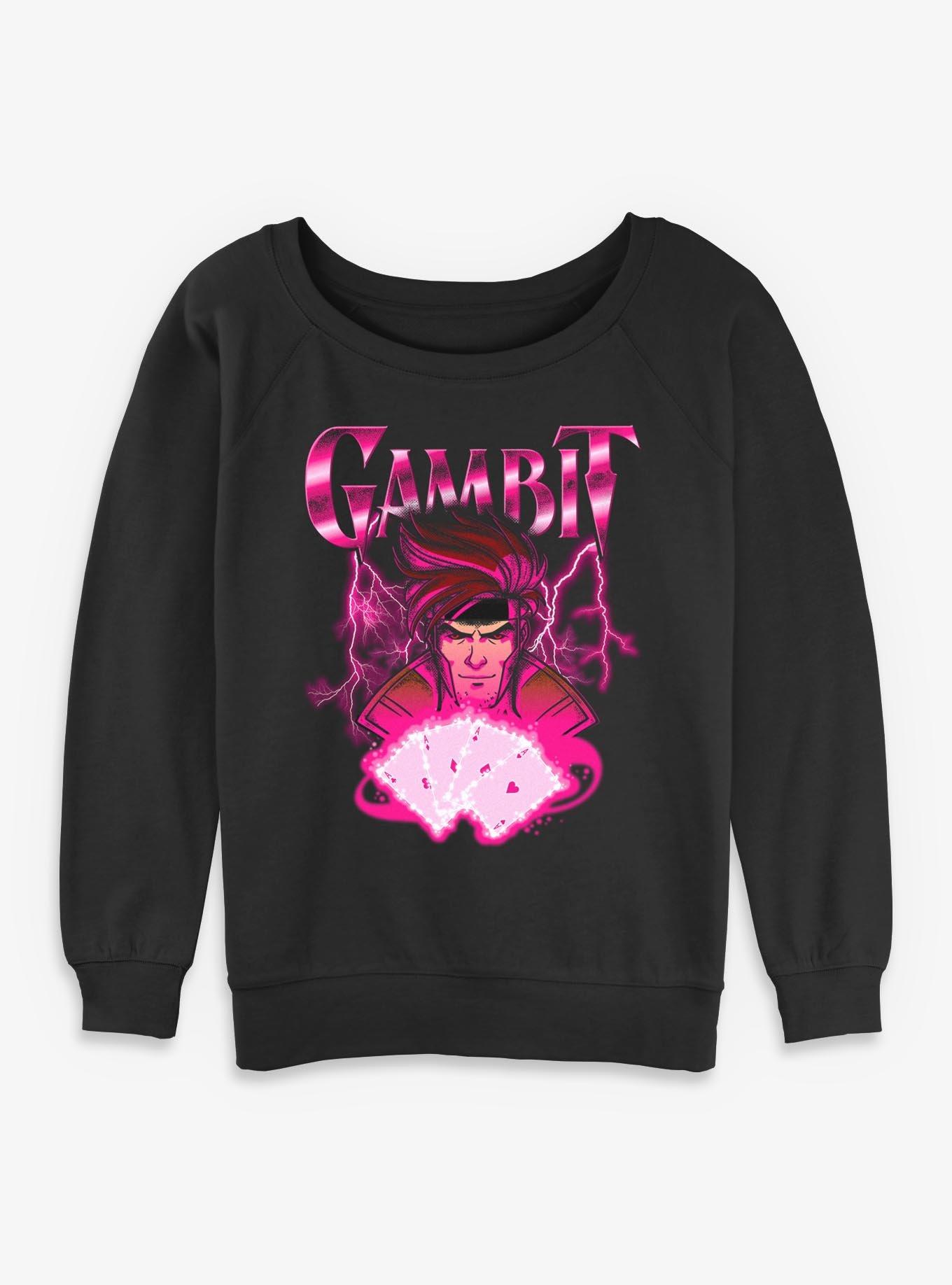 Marvel X-Men '97 Gambit Cards Girls Slouchy Sweatshirt Hot Topic Exclusive, , hi-res