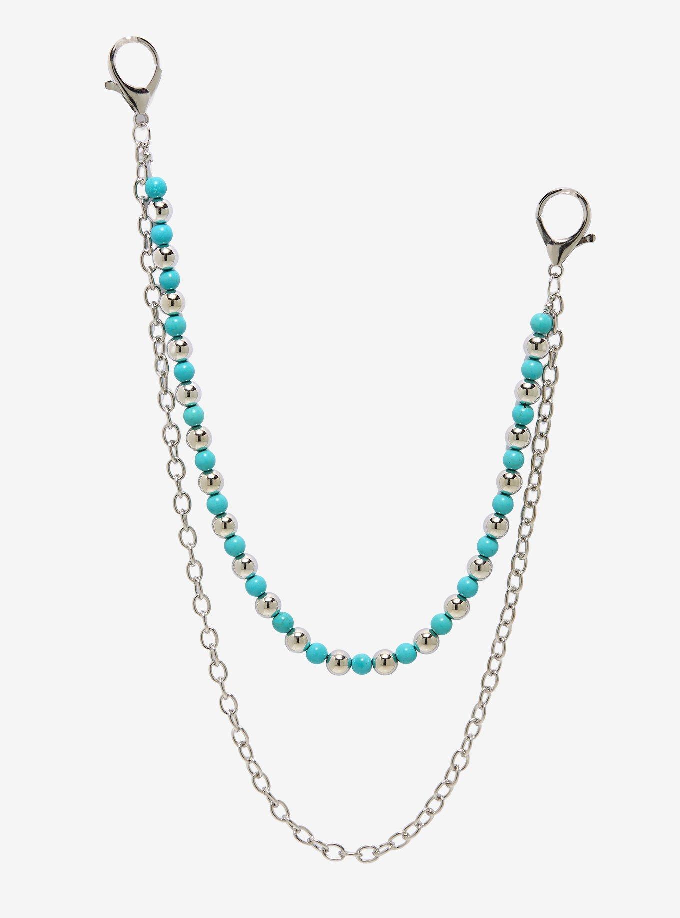Turquoise Bead 13 Inch & 15 Inch Double Wallet Chain | Hot Topic