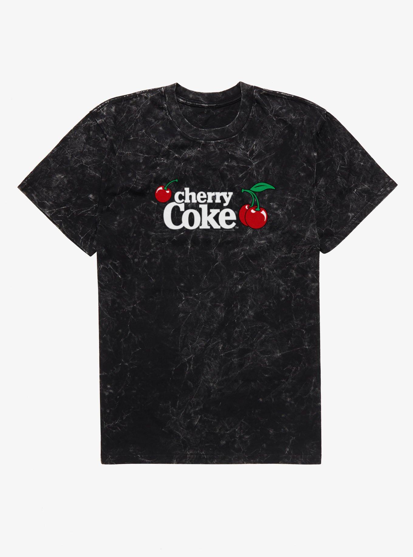 Cherry Coke Triple Cherry Logo Mineral Wash T-Shirt, BLACK MINERAL WASH, hi-res view 1