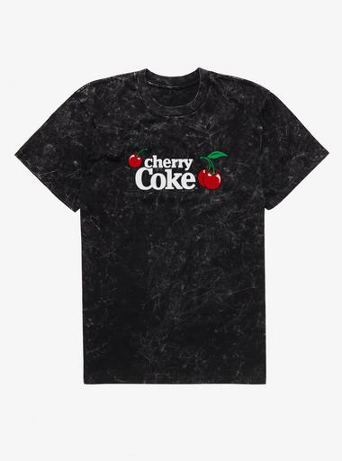 Cherry Coke Triple Cherry Logo Mineral Wash T-Shirt - BLACK | BoxLunch