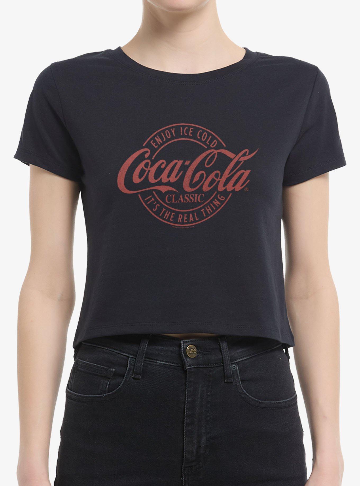 Coca-Cola Classic Enjoy The Real Thing Womens Baby T-Shirt, CAVIAR, hi-res view 1