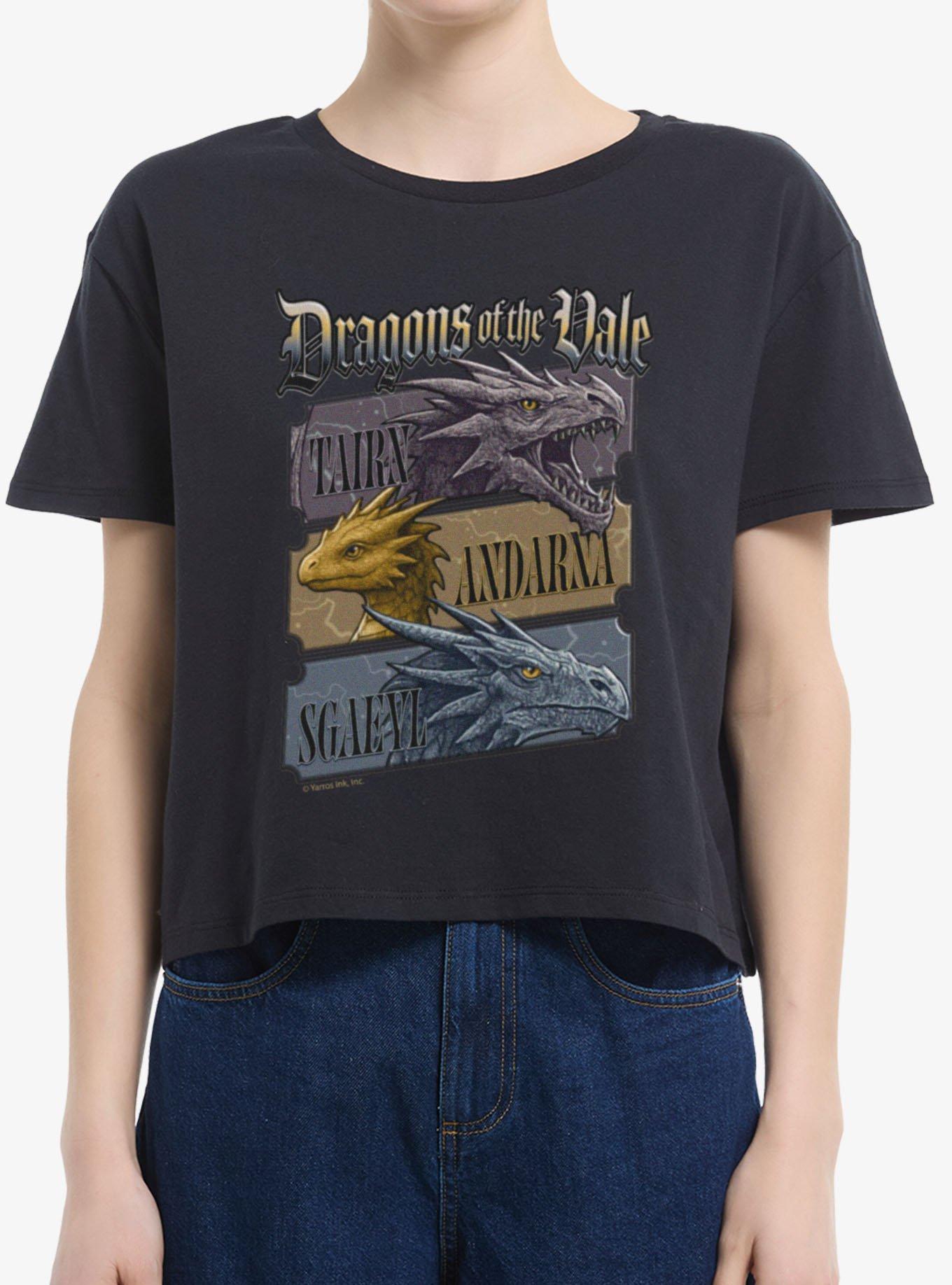 The Empyrean Fourth Wing Dragon Vale Tairn Andarna Womens Boxy Crop T-Shirt, , hi-res
