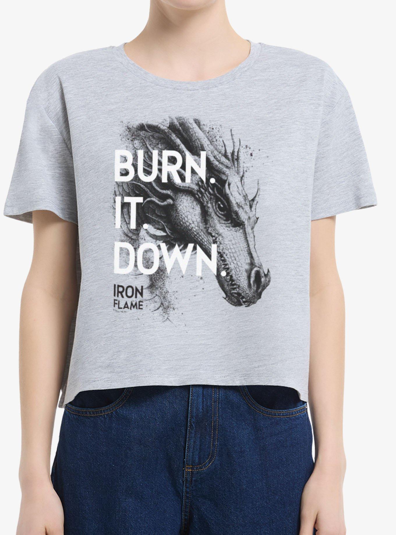 The Empyrean Fourth Wing Burn It Down Womens Boxy Crop T-Shirt, , hi-res