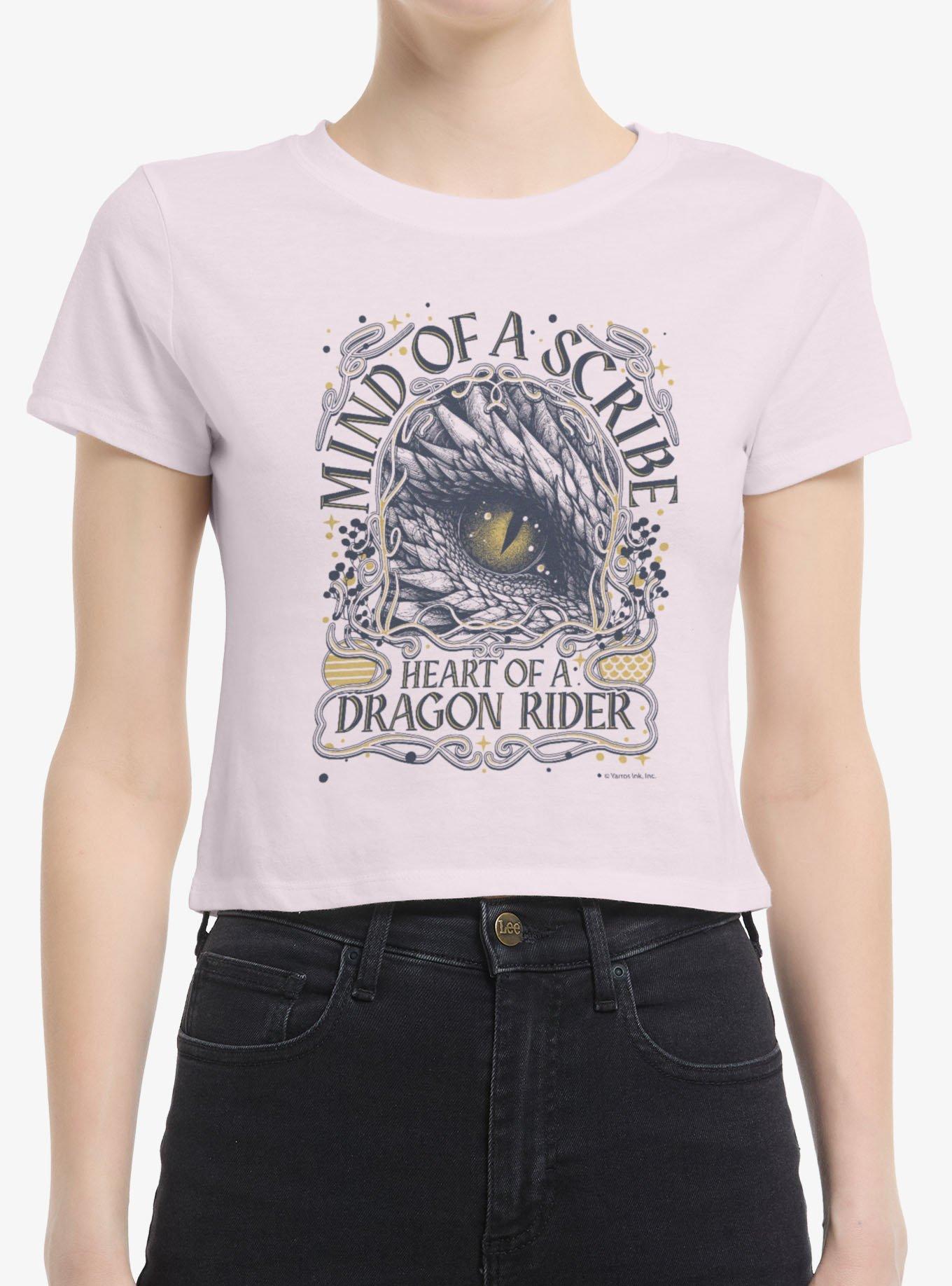 The Empyrean Fourth Wing Mind Of Scribe Heart Rider Womens Boxy Crop T-Shirt