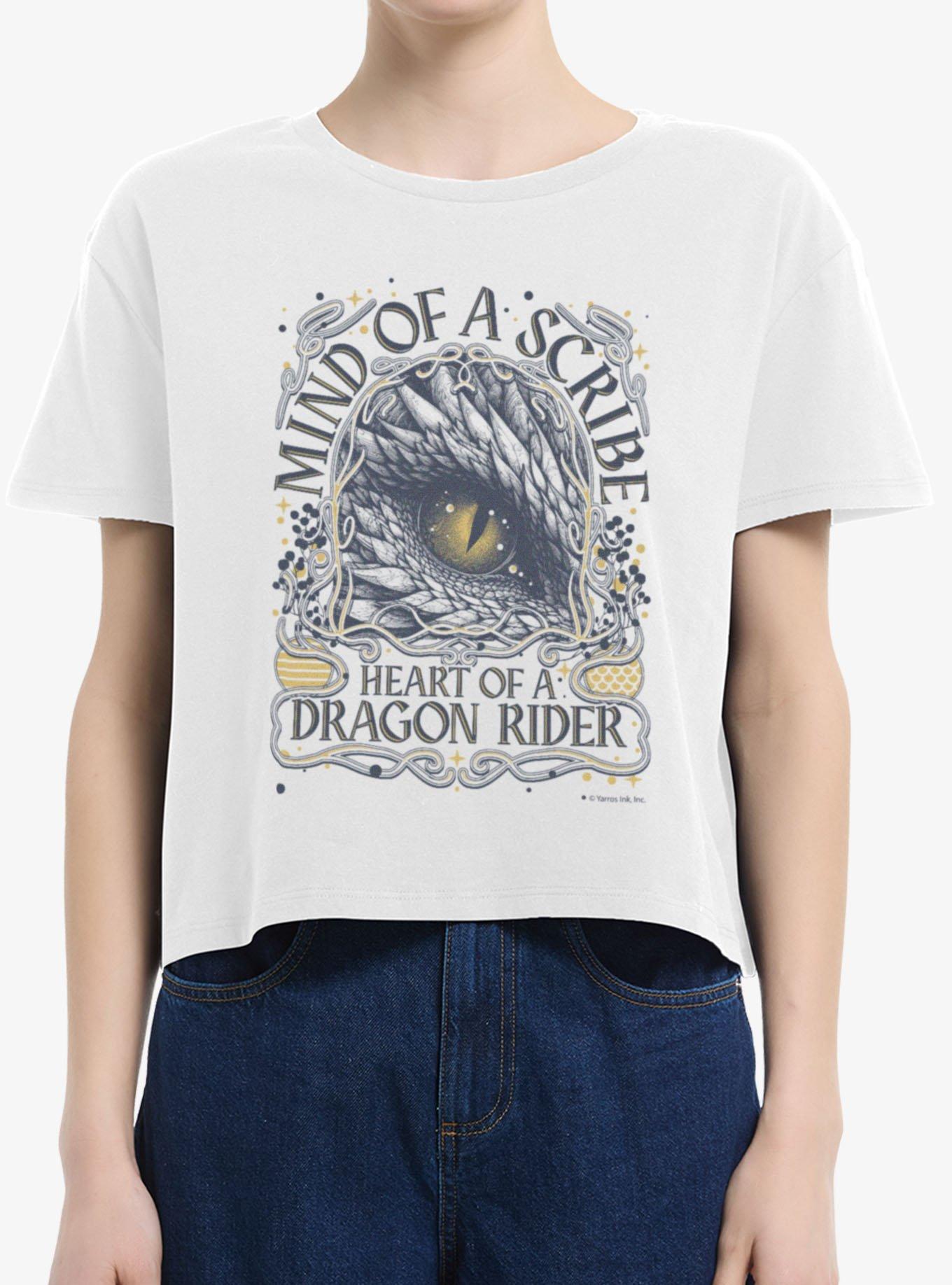 The Empyrean Fourth Wing Mind Of Scribe Heart Rider Womens Boxy Crop T-Shirt