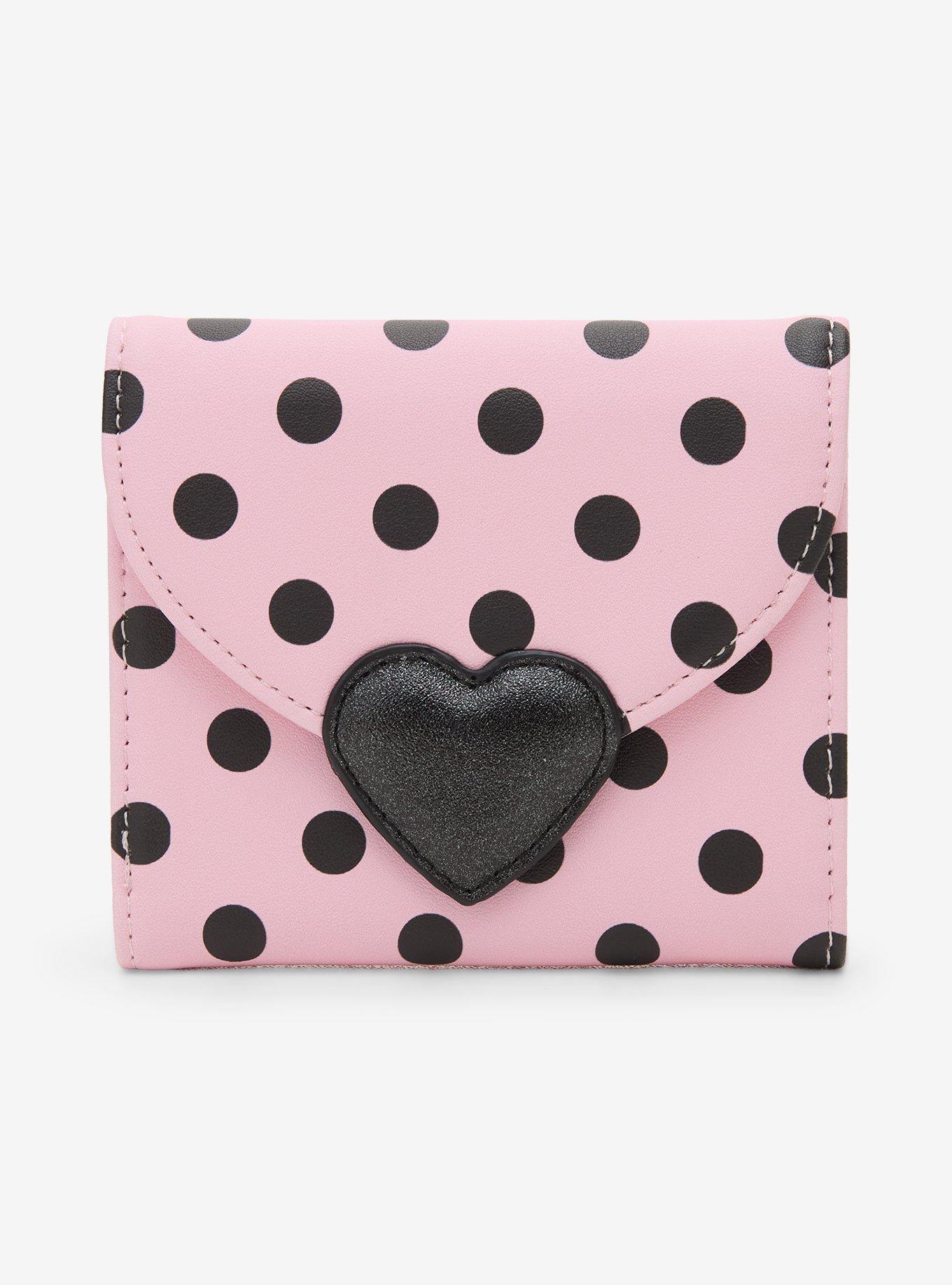 Pink & Black Polka Dot Heart Mini Wallet