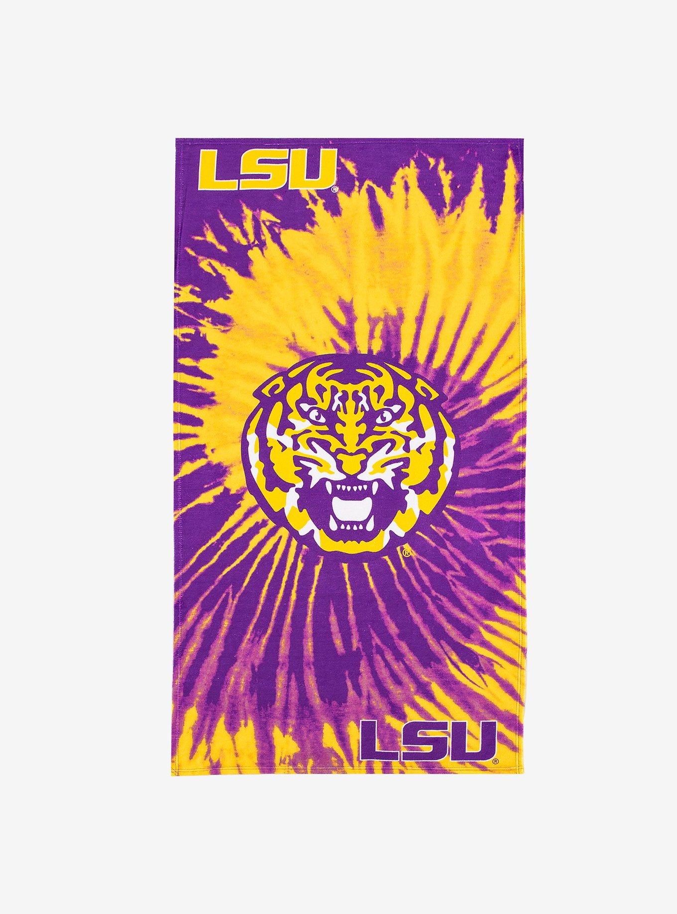 NCAA LSU Psychedelic Beach Towel, , hi-res