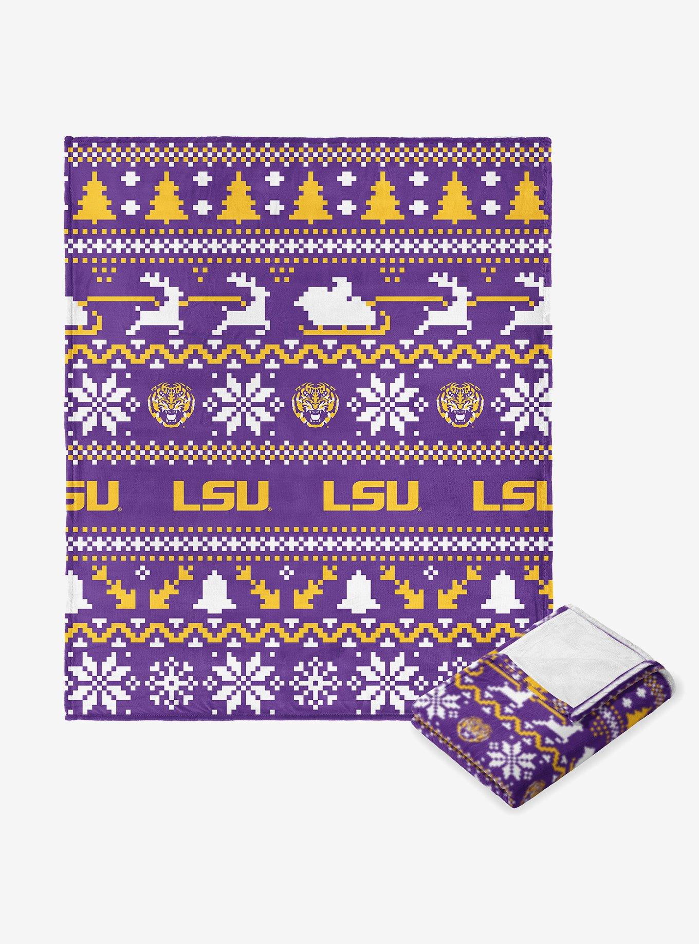 NCAA LSU Tigers Xmas Time Silk Touch Throw Blanket, , hi-res