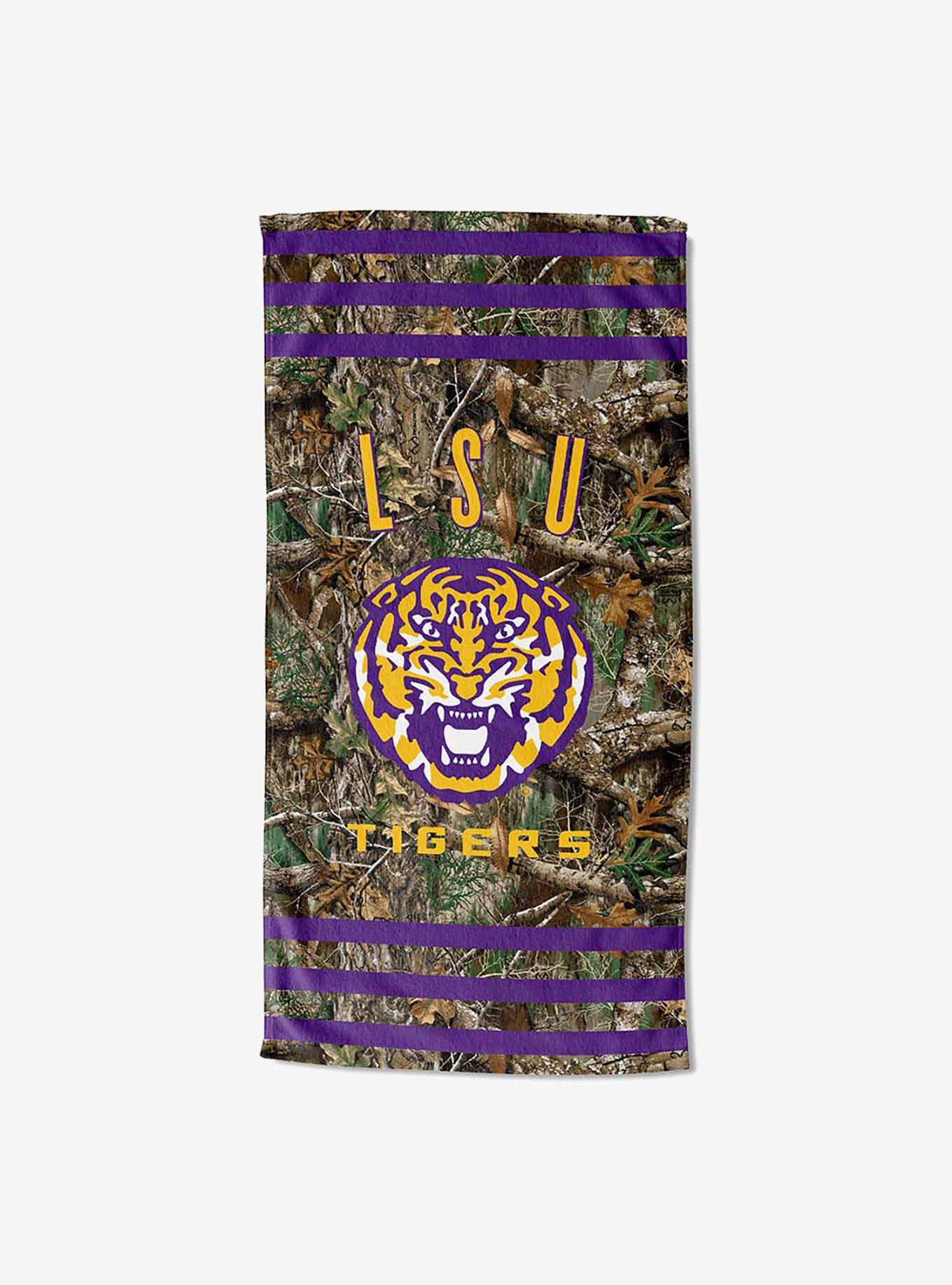 NCAA LSU Realtree Stripes Beach Towel, , hi-res