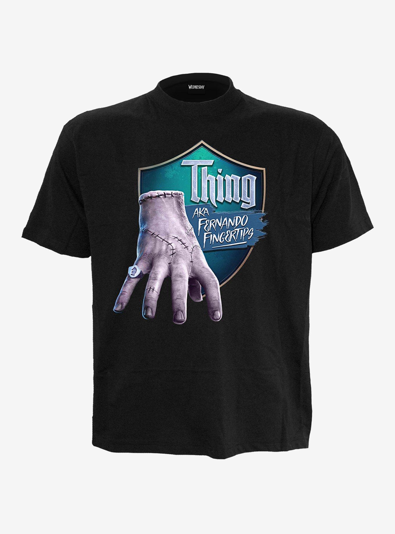 Wednesday Thing Fernando Fingertips Front Print T-Shirt, , hi-res
