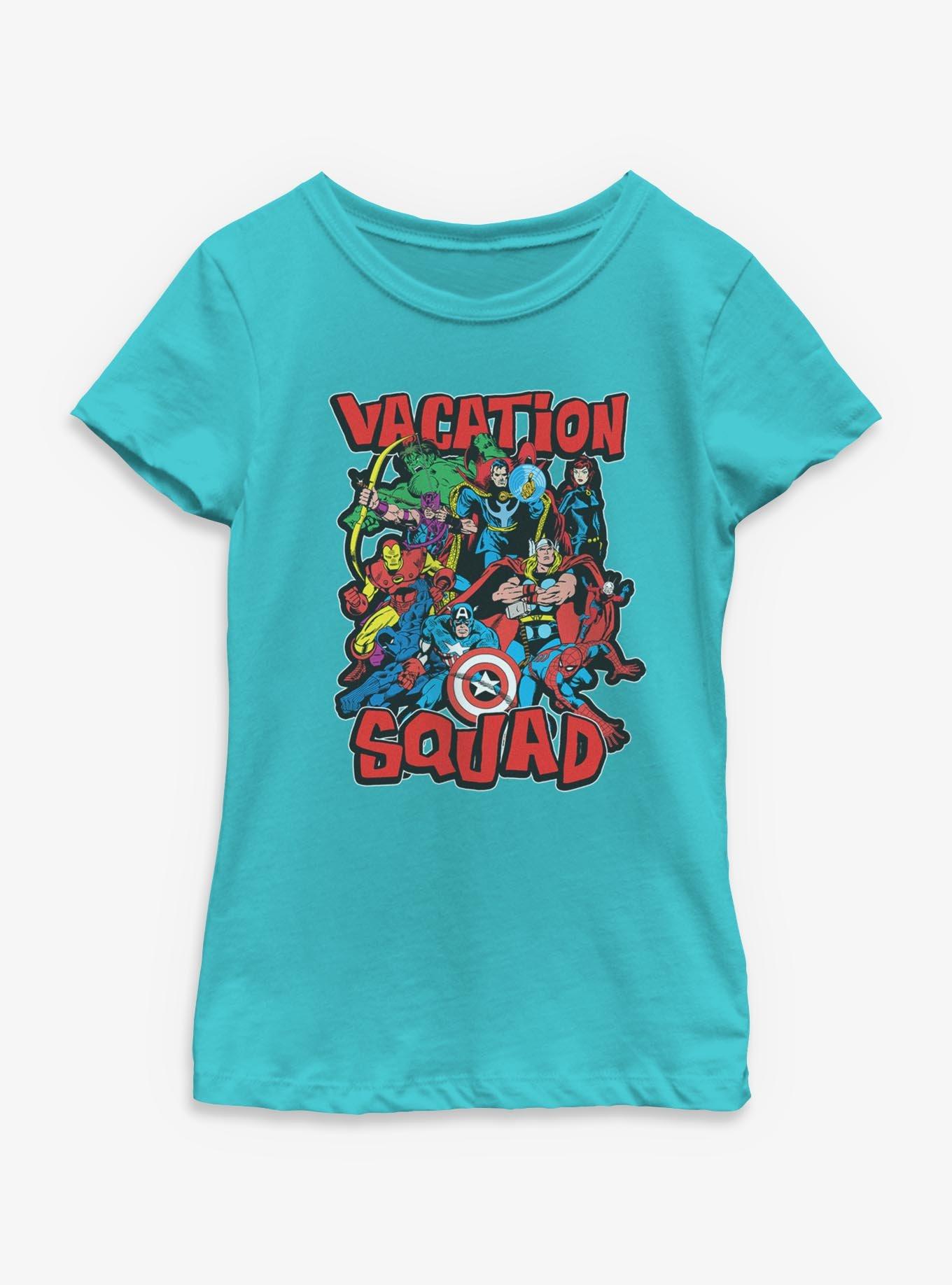 Marvel Avengers Vacation Squad Fighting Stance Youth Girls T-Shirt, , hi-res