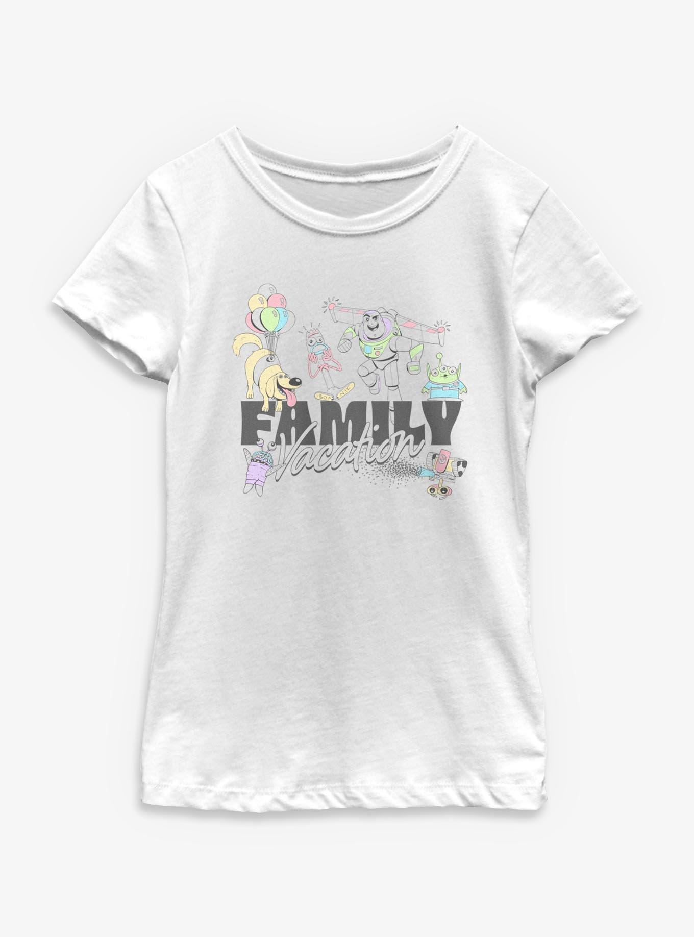Disney Pixar Family Vacation Characters Youth Girls T-Shirt, , hi-res