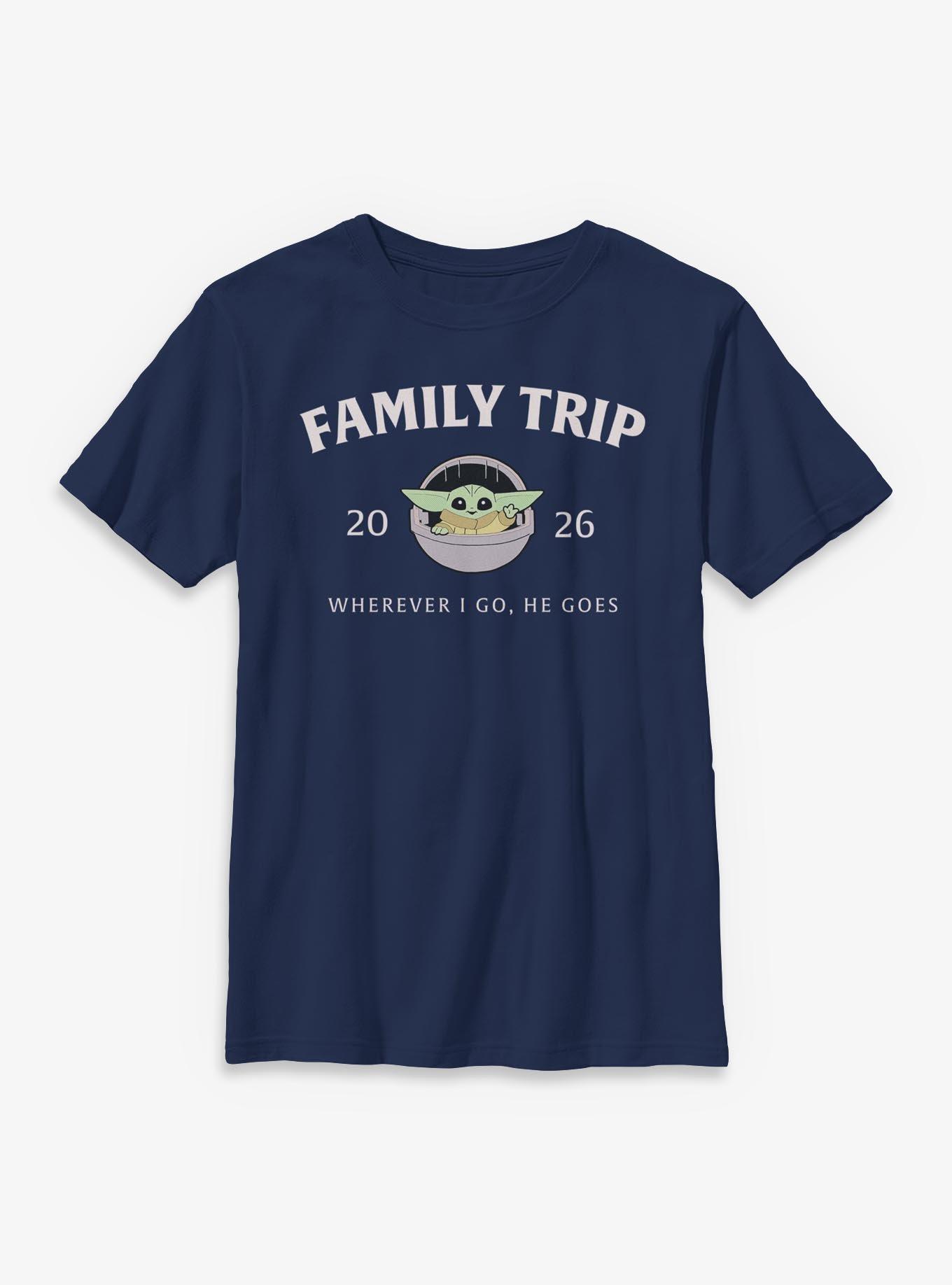 Star Wars The Mandalorian Family Trip 2026 Wherever I Go He Goes Grogu Youth T-Shirt, , hi-res