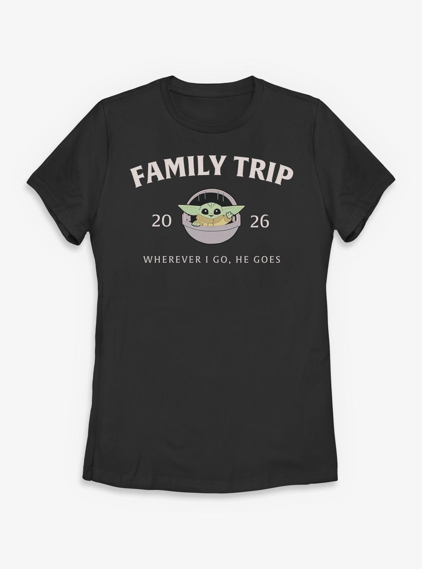 Star Wars The Mandalorian Family Trip 2026 Wherever I Go He Goes Grogu Womens T-Shirt, , hi-res