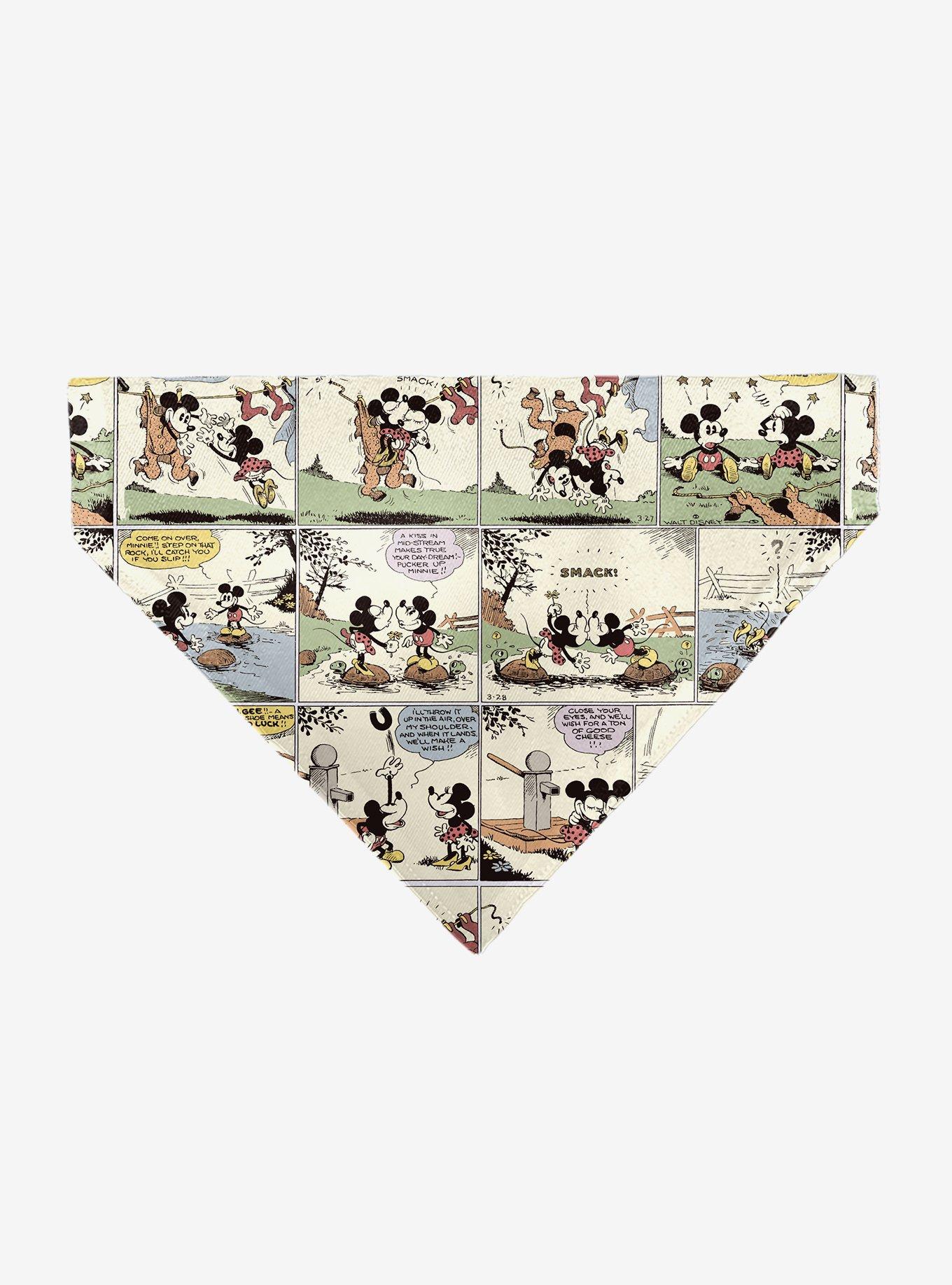 Disney Mickey and Minnie Mouse Vintage Comic Strip Scenes Slip On Collar Pet Bandana - Bandana Only, , hi-res