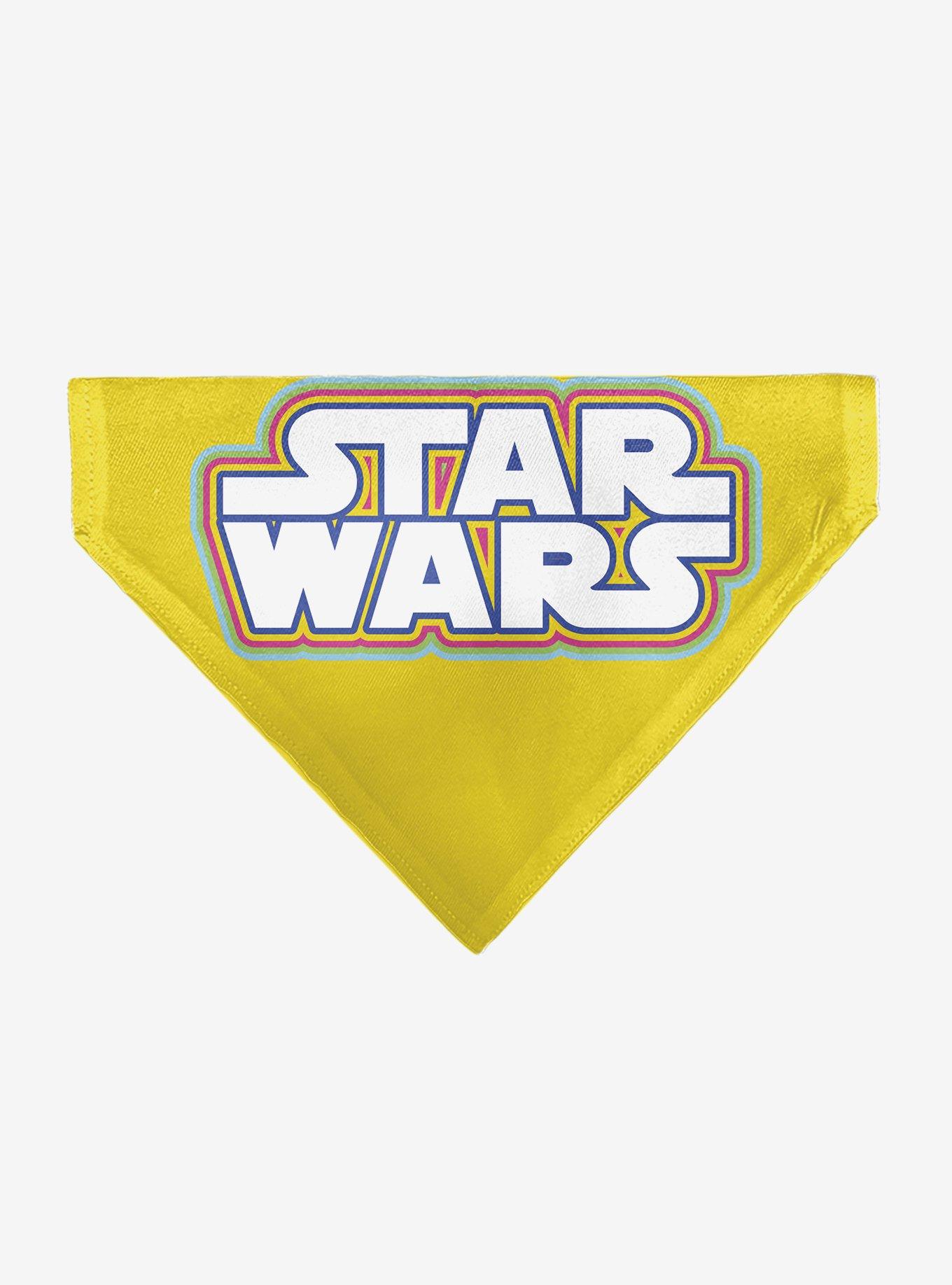 Star Wars Title Logo Yellow Multi Color White Slip On Collar Pet Bandana - Bandana Only, , hi-res