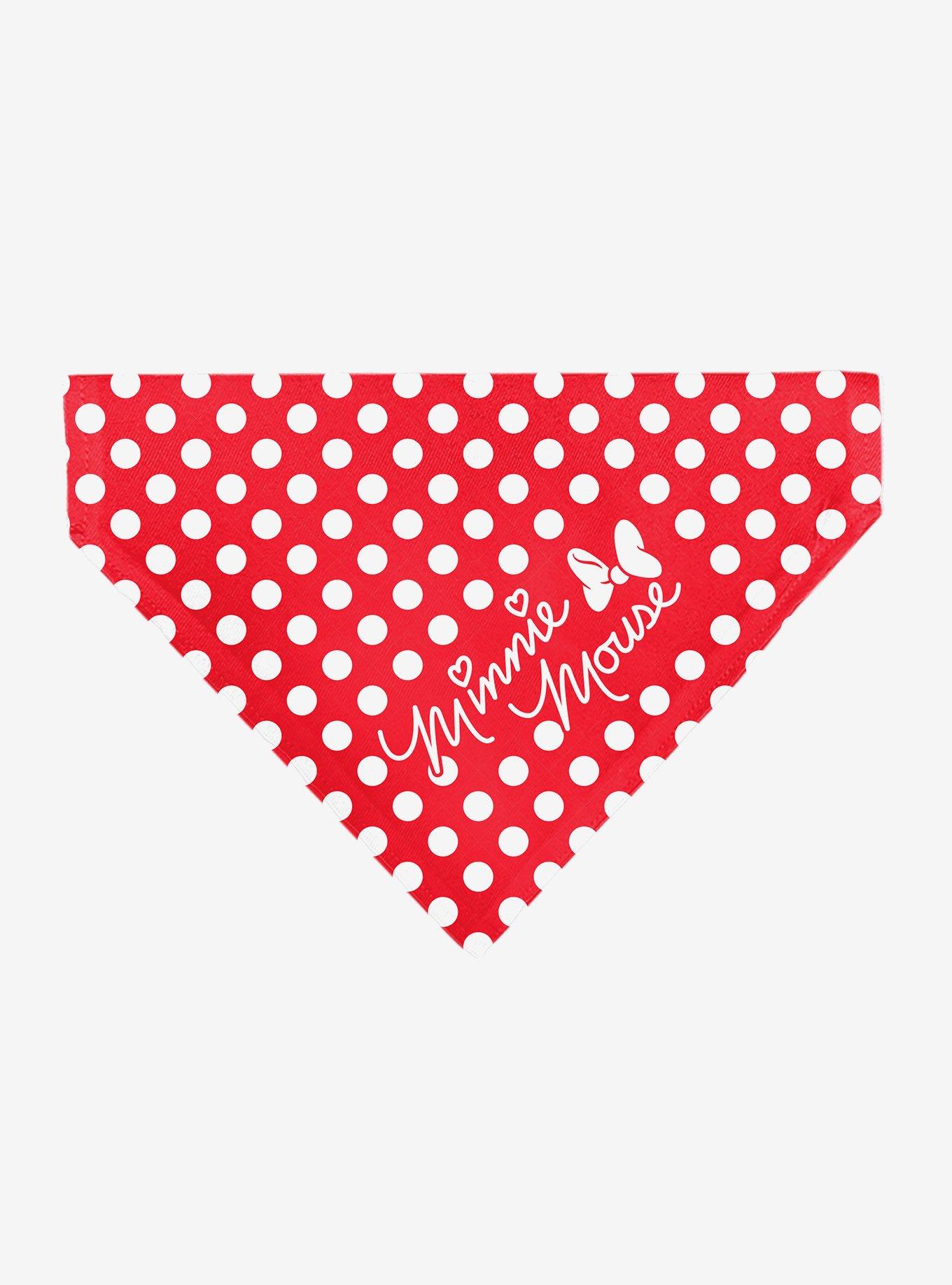 Disney Minnie Mouse Autograph Script Polka Dot Red White Slip On Collar Pet Bandana - Bandana Only, , hi-res
